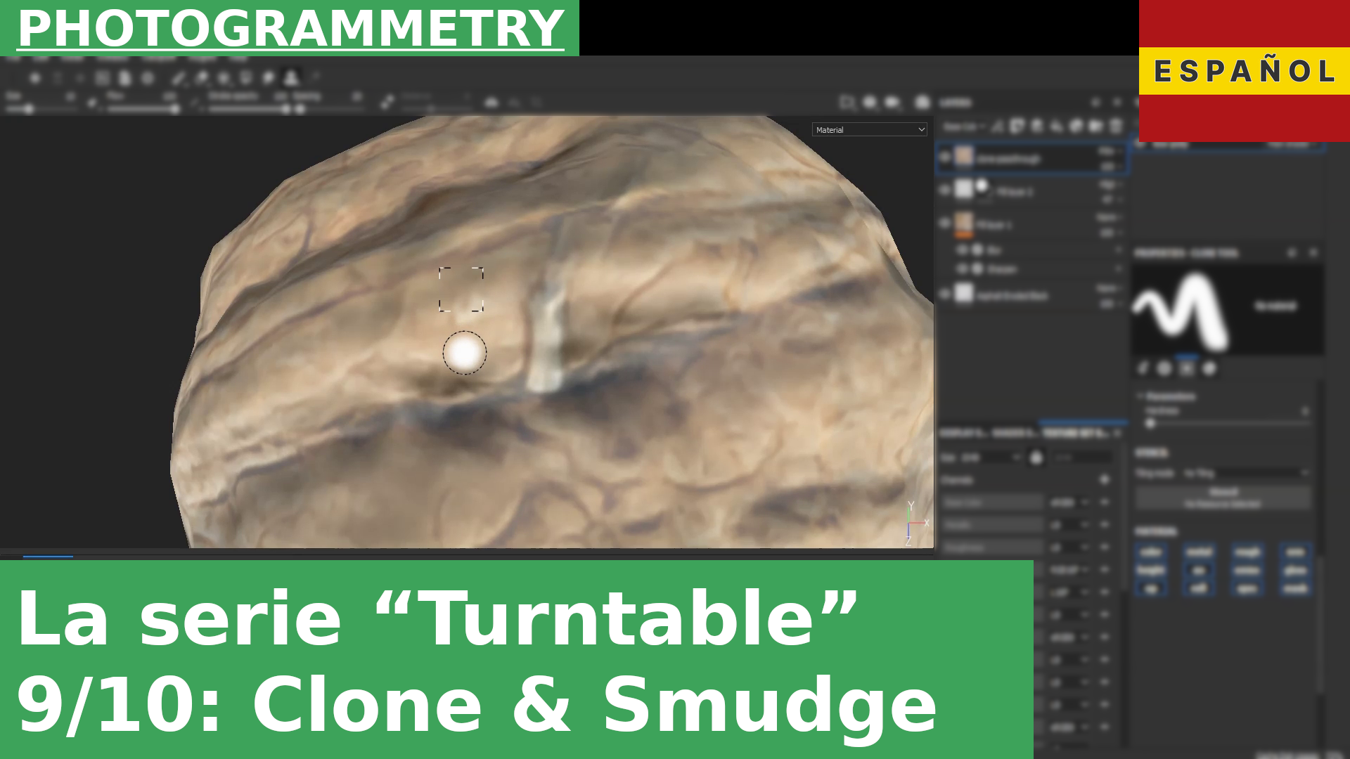 09: Correcciones con Clone, Smudge y Overlay en Substance Painter | Serie de tutoriales sobre fotogrametría con turntable