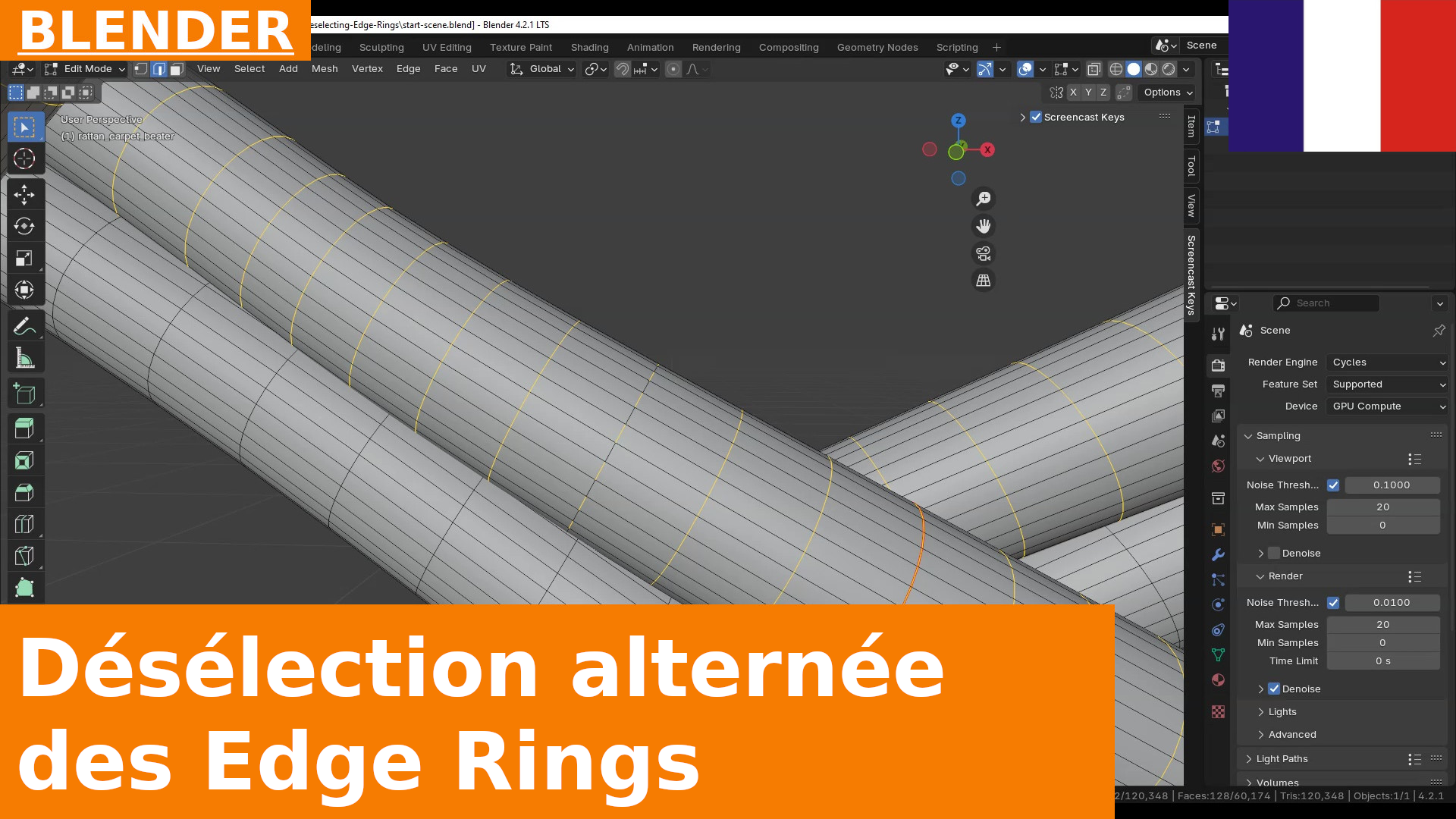 Tutoriel Blender 4.2 : Checker Deselecting Edge Rings 