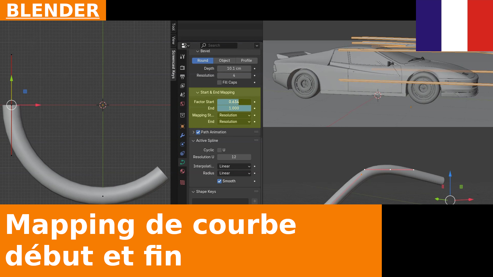 Comment faire apparaître et disparaître une géométrie sur une courbe dans Blender avec le mapping Start et End | Tutoriel