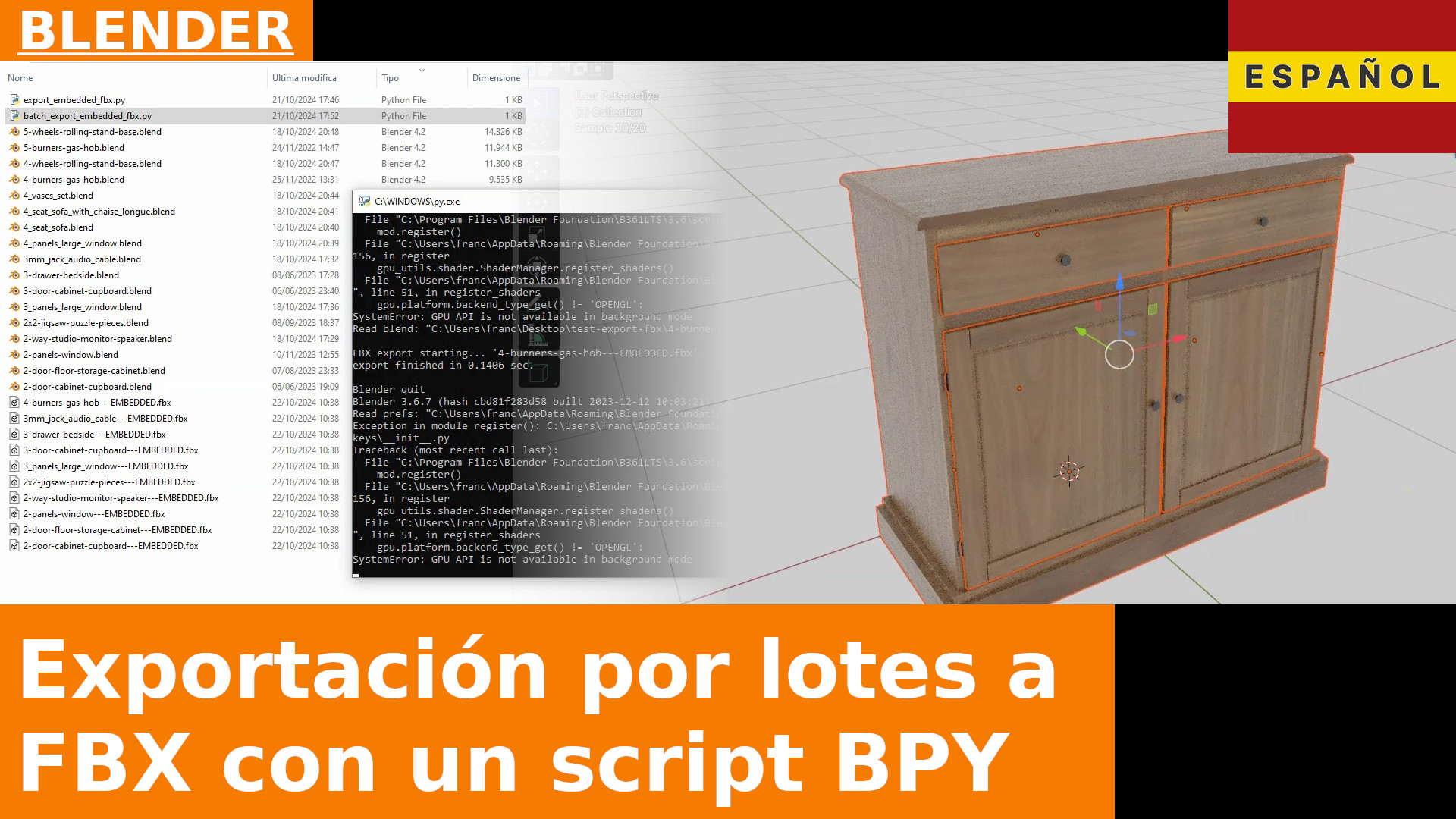 Script de Python para Exportar a FBX con Texturas Todos los Archivos de Blender en una Carpeta