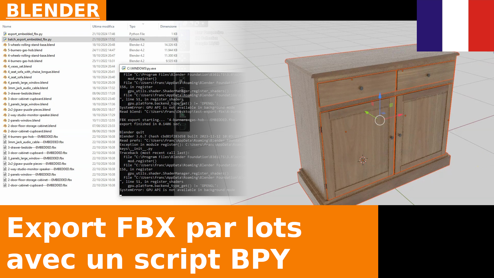 Script Python pour exporter en FBX avec les textures tous les fichiers Blender d’un dossier