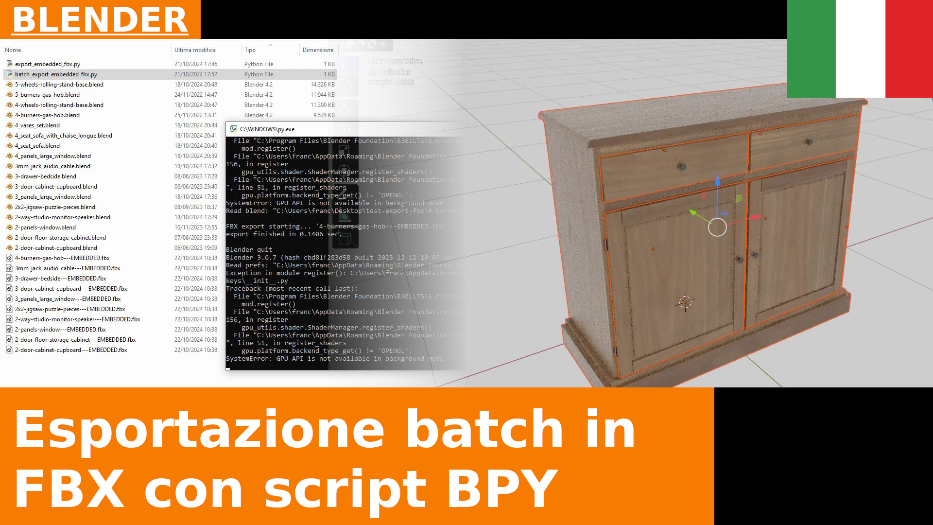 Script Python per esportare in FBX con Textures tutti file Blender presenti in una cartella