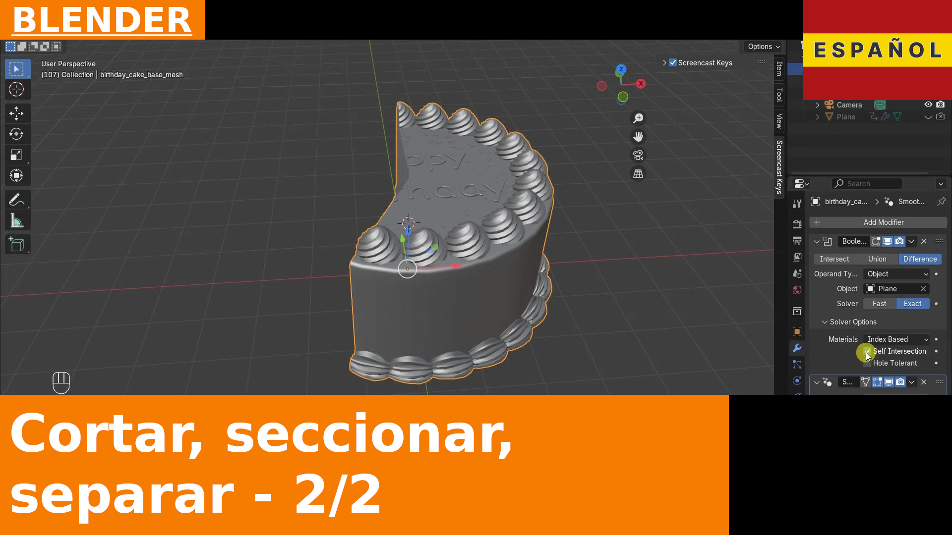 Cortar, Dividir y Separar Objetos en Blender, Parte 2: Booleanos y Recorte de Cámara | Tutorial