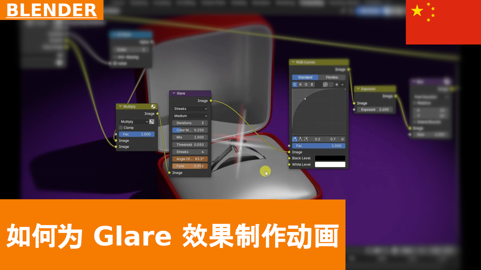 在合成中使用遮罩和视图层制作并动画化 Glare Streaks 效果 | Blender 4.x