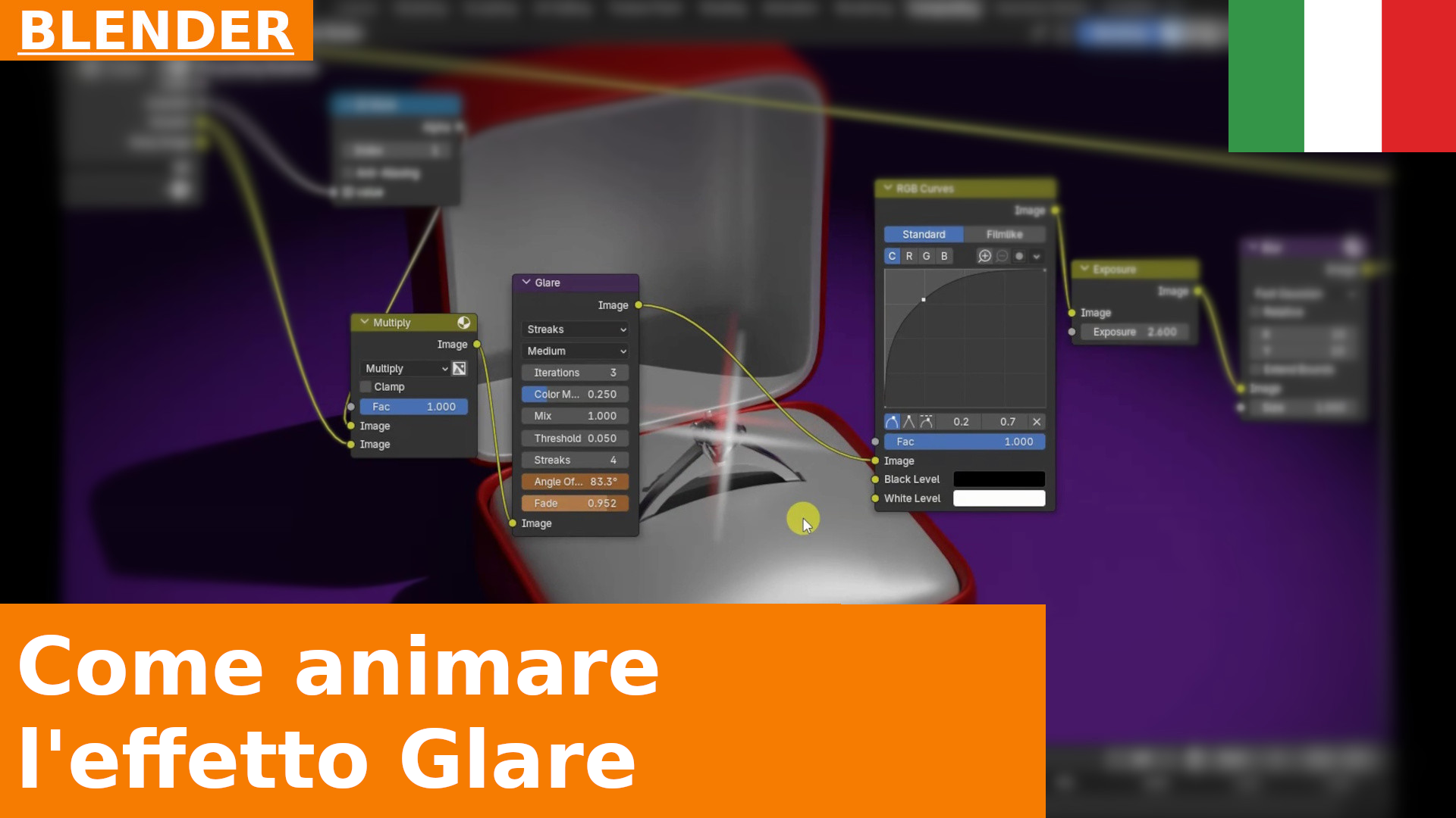 Animazione di un bagliore Glare Streaks in Compositing con maschere e View Layers | Blender 4.x
