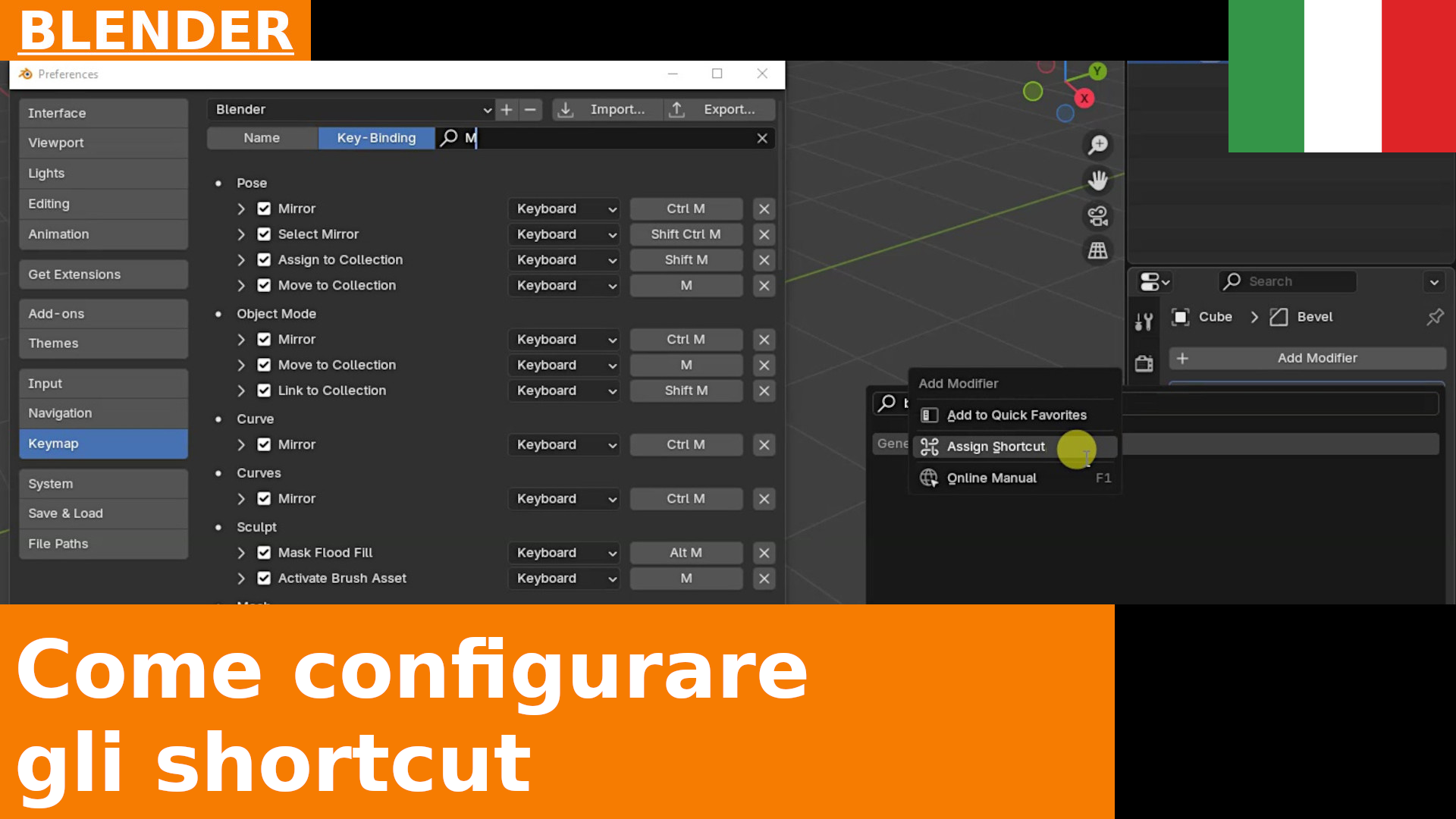 Come impostare gli shortcut in Blender 4.3