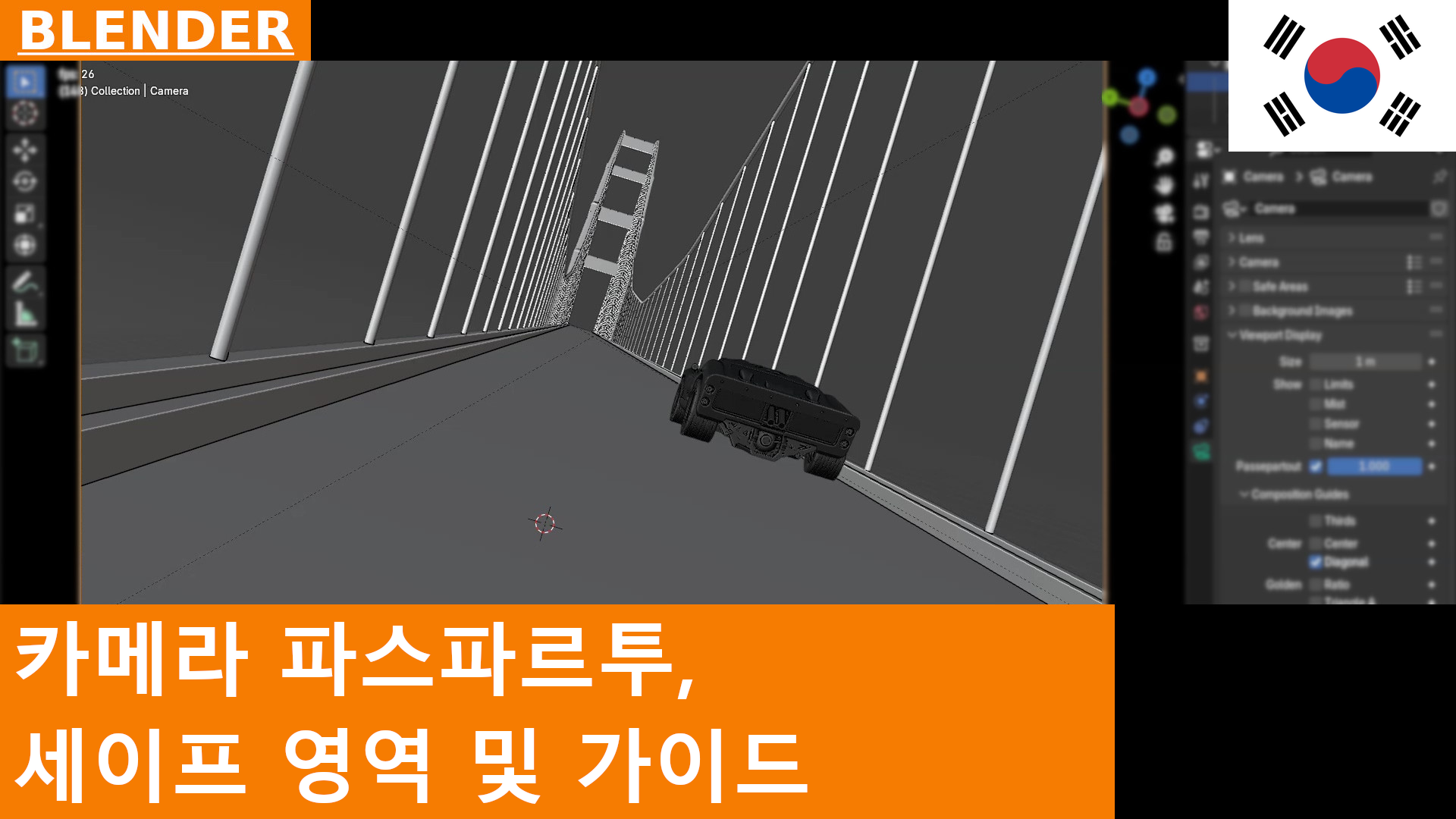 카메라의 Passepartout, Safe Areas, 및 Composition Guides 사용법