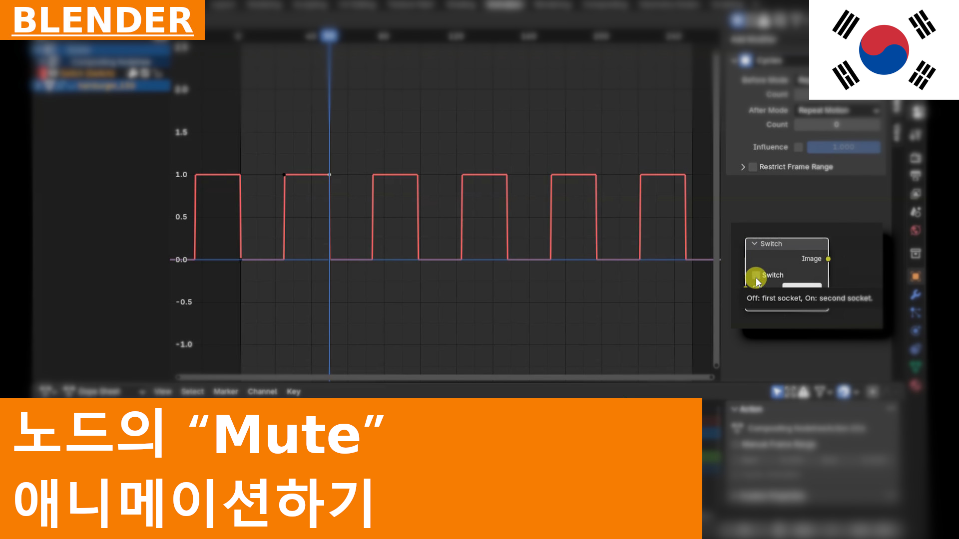 Compositing 노드의 음소거 애니메이션 제작 | Switch 노드 사용 | Blender 4.3 빠른 팁