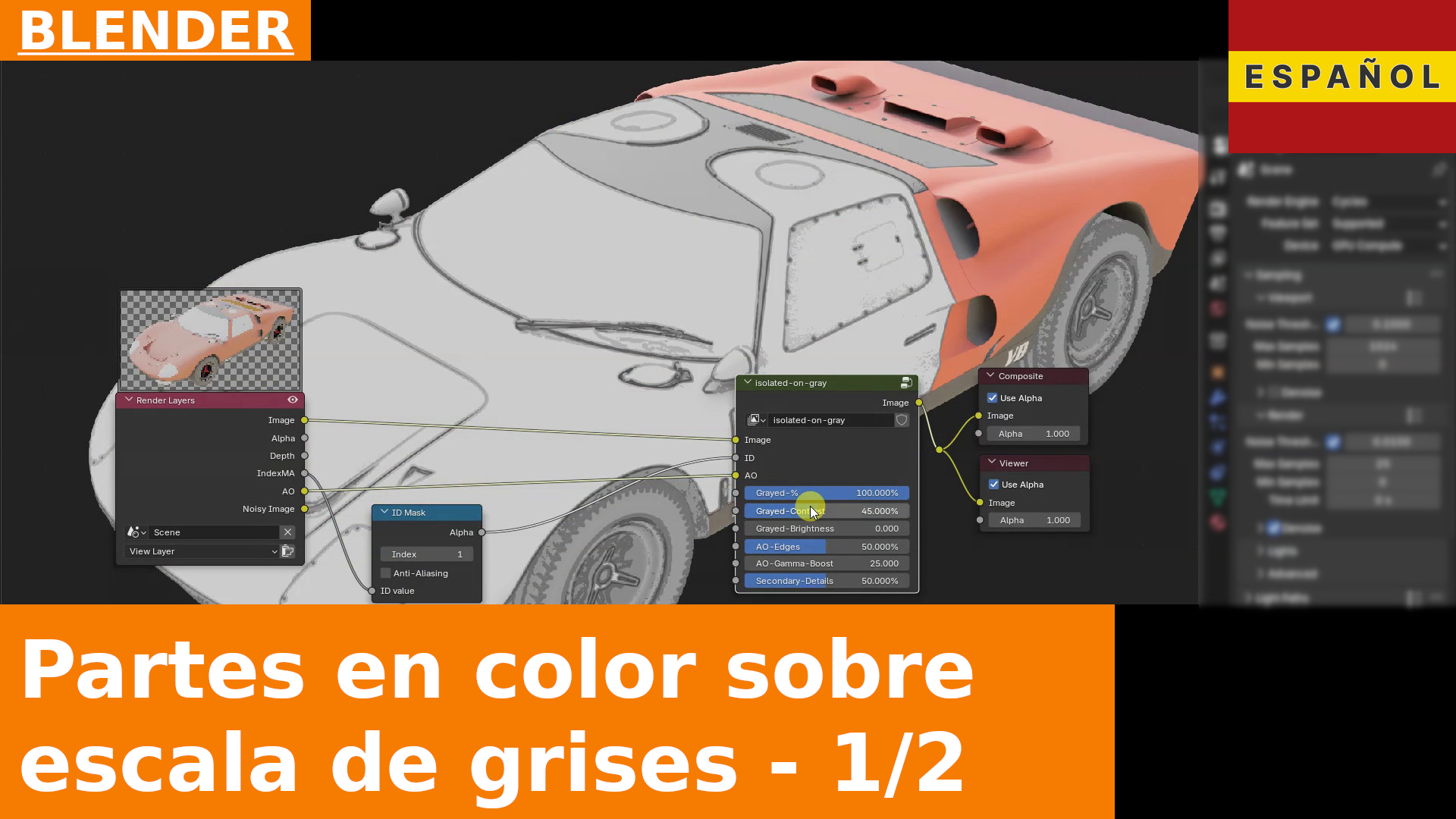 Renderizado Parcialmente en Color y Parcialmente en Escala de Grises | Un Grupo de Composición Gratuito para Blender | Tutorial 1 de 2