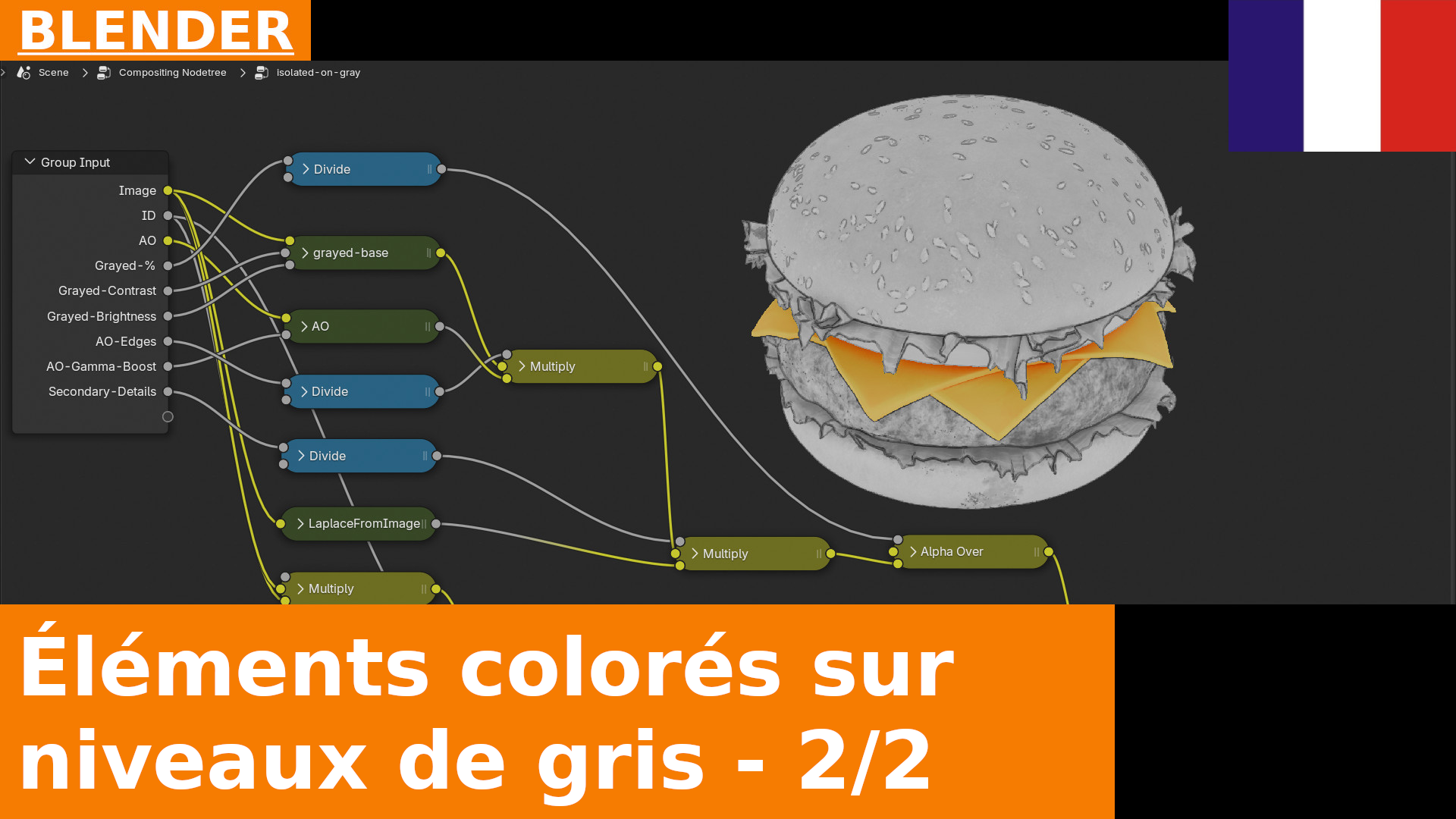 Rendu partiellement en couleur, partiellement en niveaux de gris | Un groupe de compositing gratuit pour Blender | Tutoriel 2 sur 2