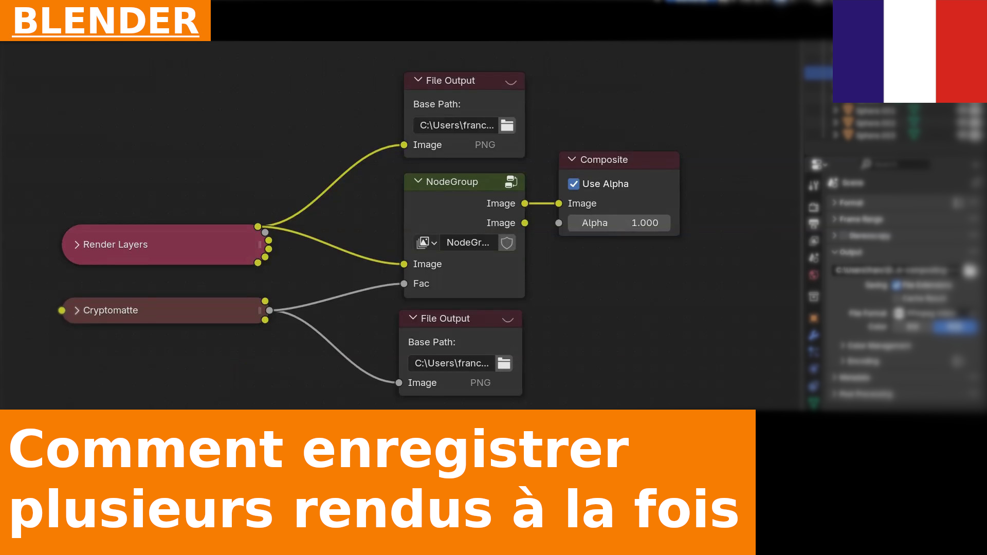 Comment enregistrer simultanément différentes versions du rendu (Compositing) à l’aide des nœuds File Output dans Blender 4.3