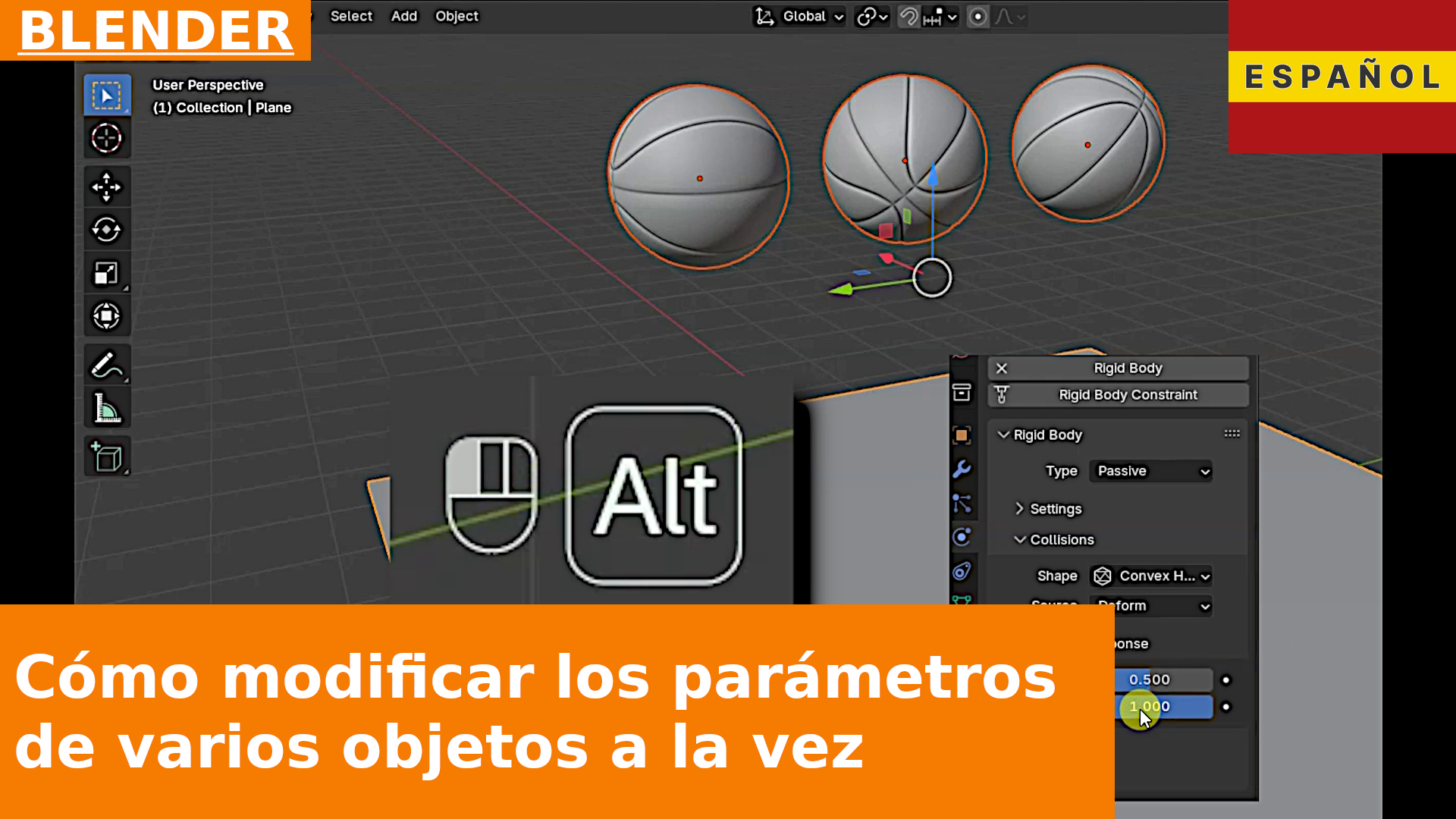 Cómo modificar parámetros de múltiples objetos con ALT + Clic izquierdo en Blender 4.3 | Tutorial rápido