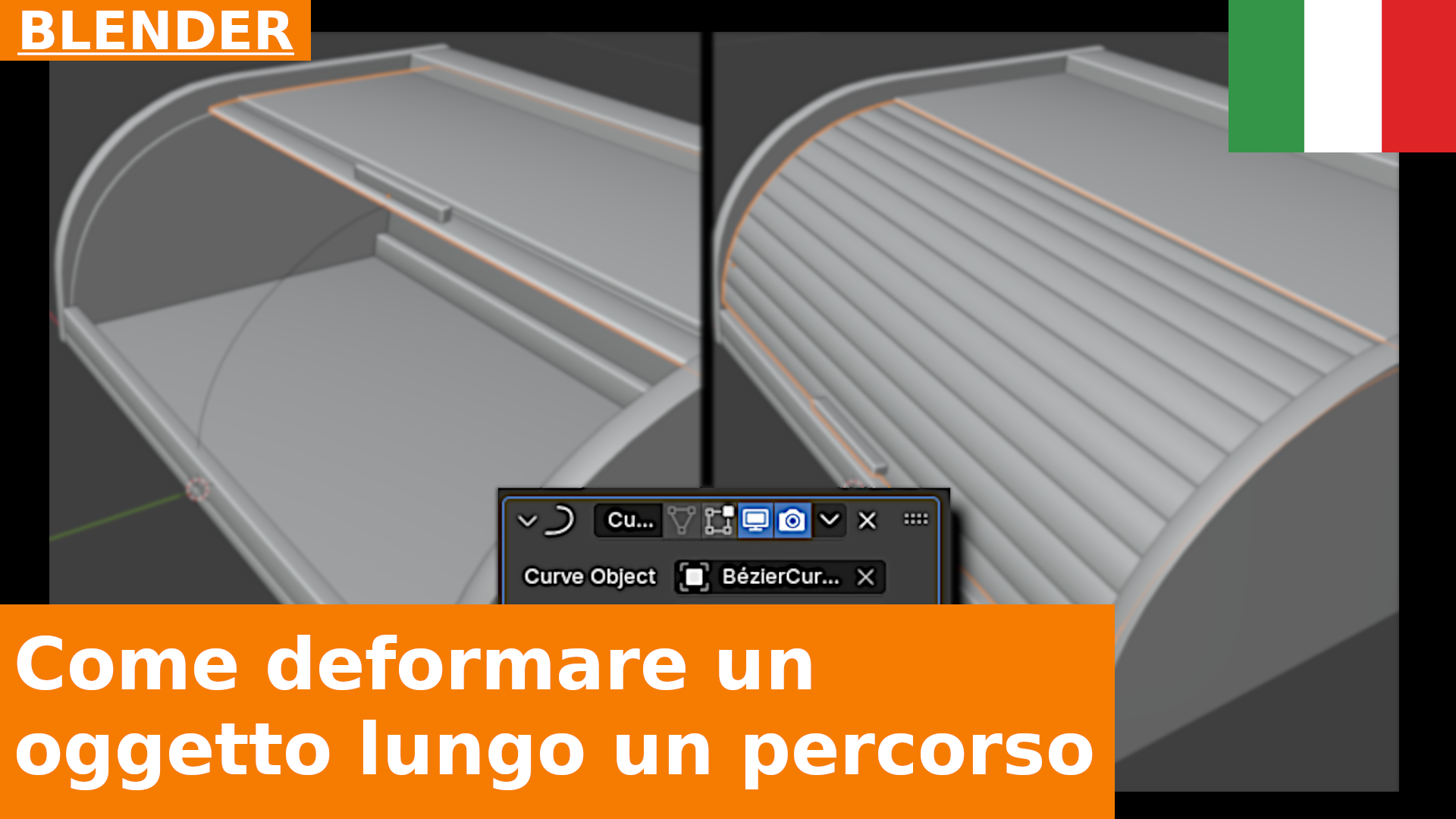 Come deformare un oggetto lungo un percorso con il modificatore Curve in Blender 4.3