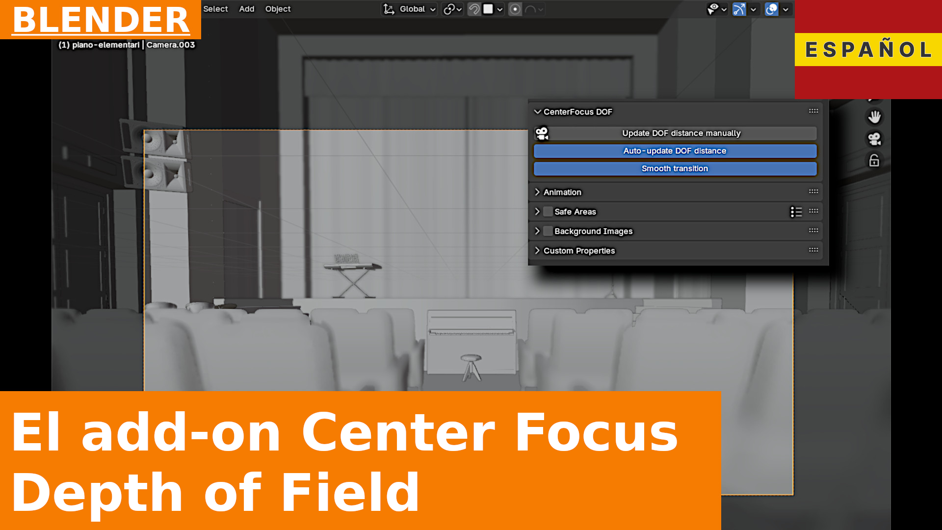 Complemento Center Focus Depth of Field - Enfocando automáticamente al centro del encuadre en Blender