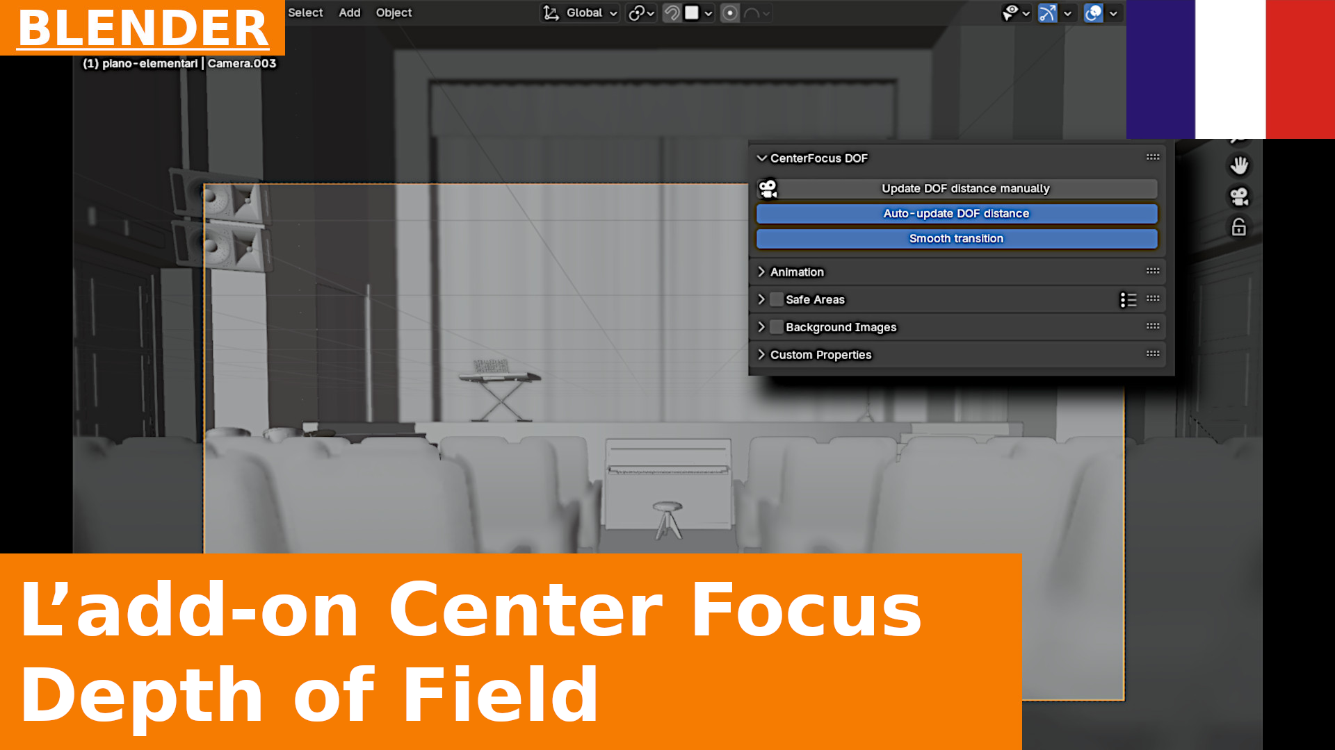 Add-on Center Focus Depth of Field : mise au point automatique au centre de l’image dans Blender