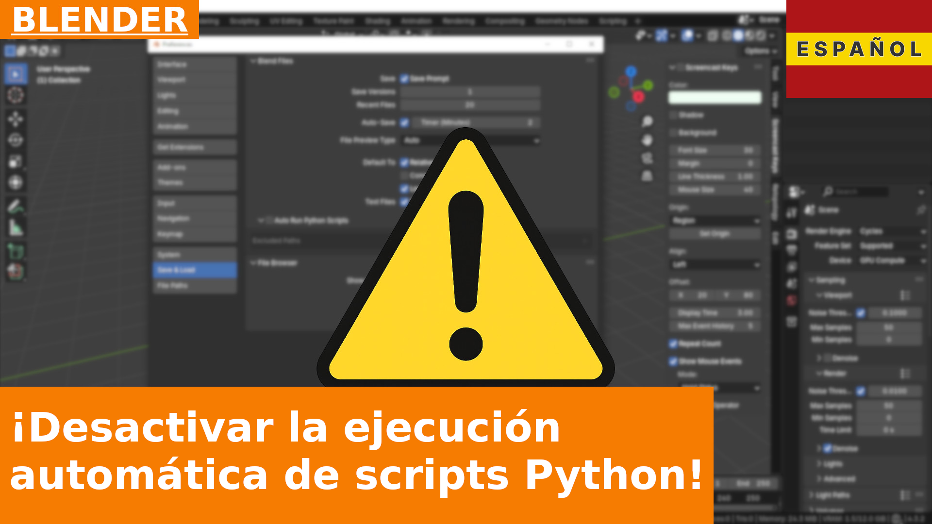 Advertencia: desactiva "Auto Run Python Scripts" para protegerte del malware en archivos de Blender