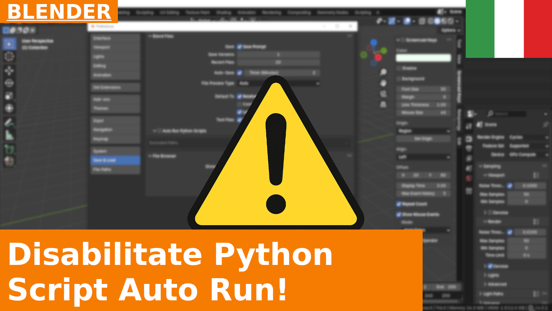 Attenzione: disattiva "Auto Run Python Script" per protettegerti da malware nei file Blender