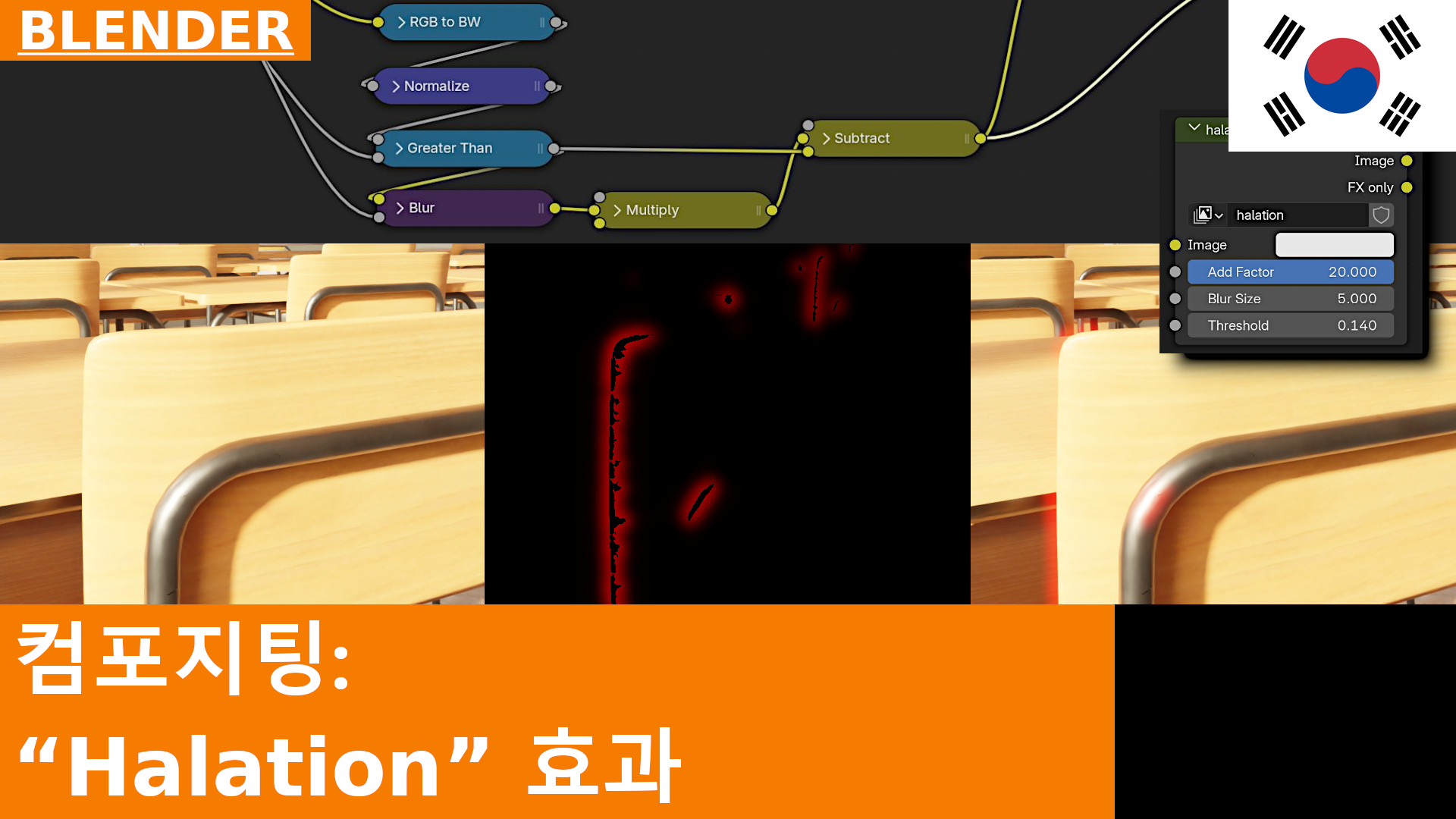 Halation 효과 | Blender 4.3 Compositing 튜토리얼