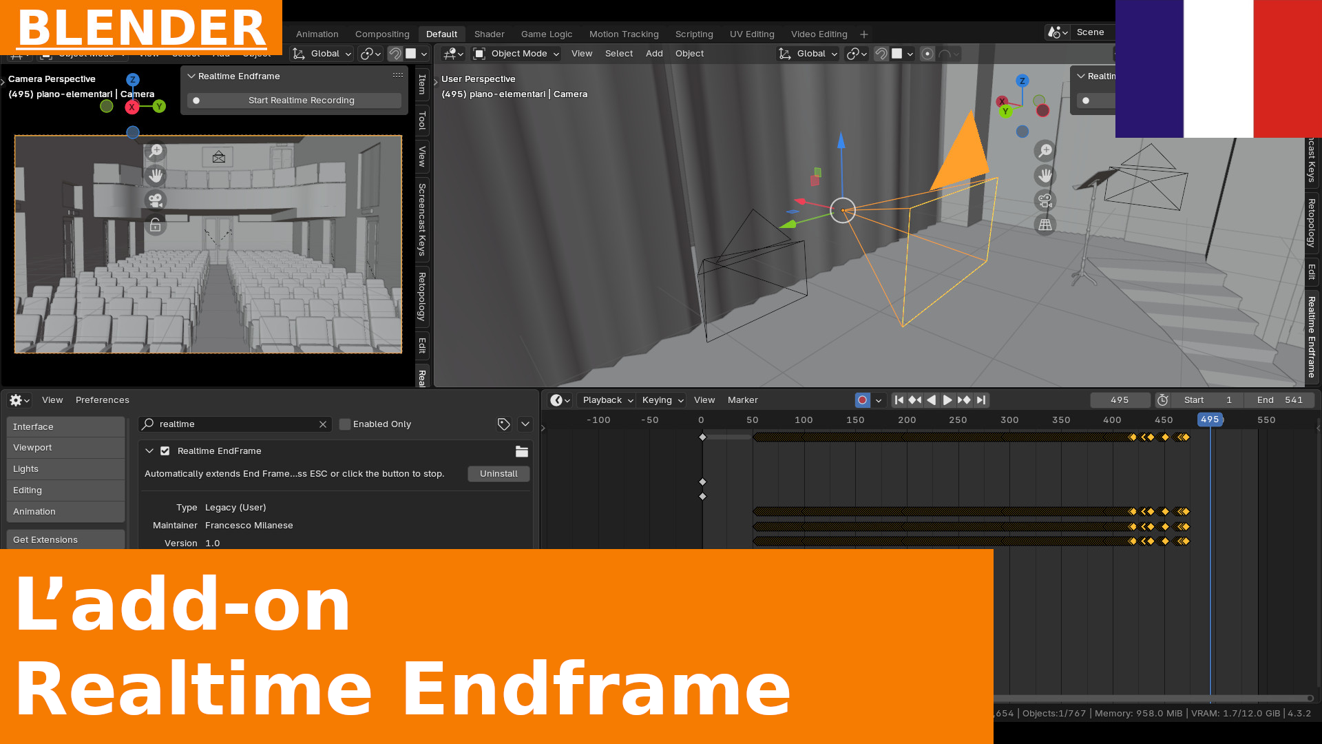 Comment enregistrer des animations à la volée avec l’add-on Realtime Endframe et l’Auto Keying dans Blender