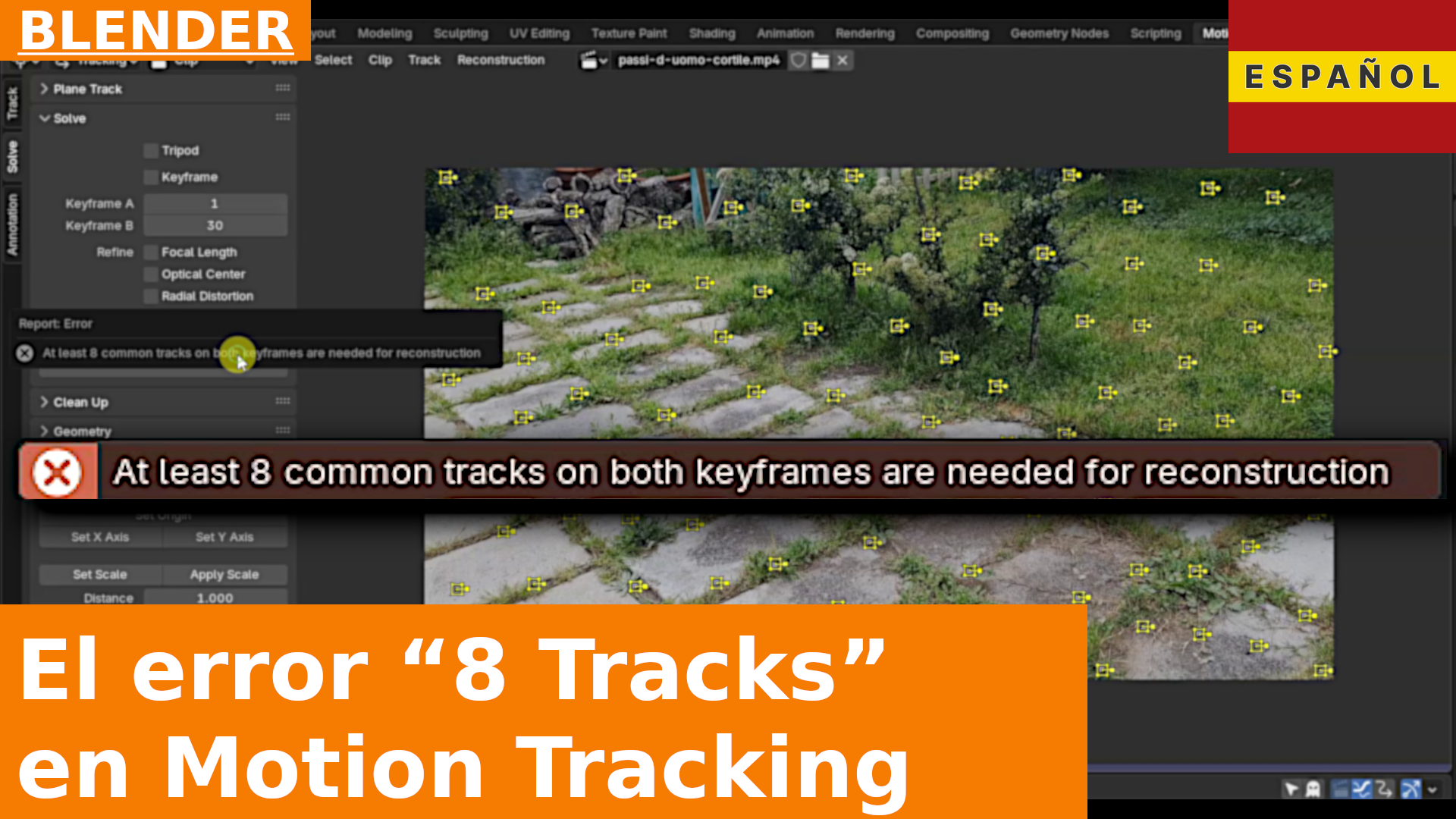 El infame error "At Least 8 Common Tracks" en el Motion Tracking de Blender