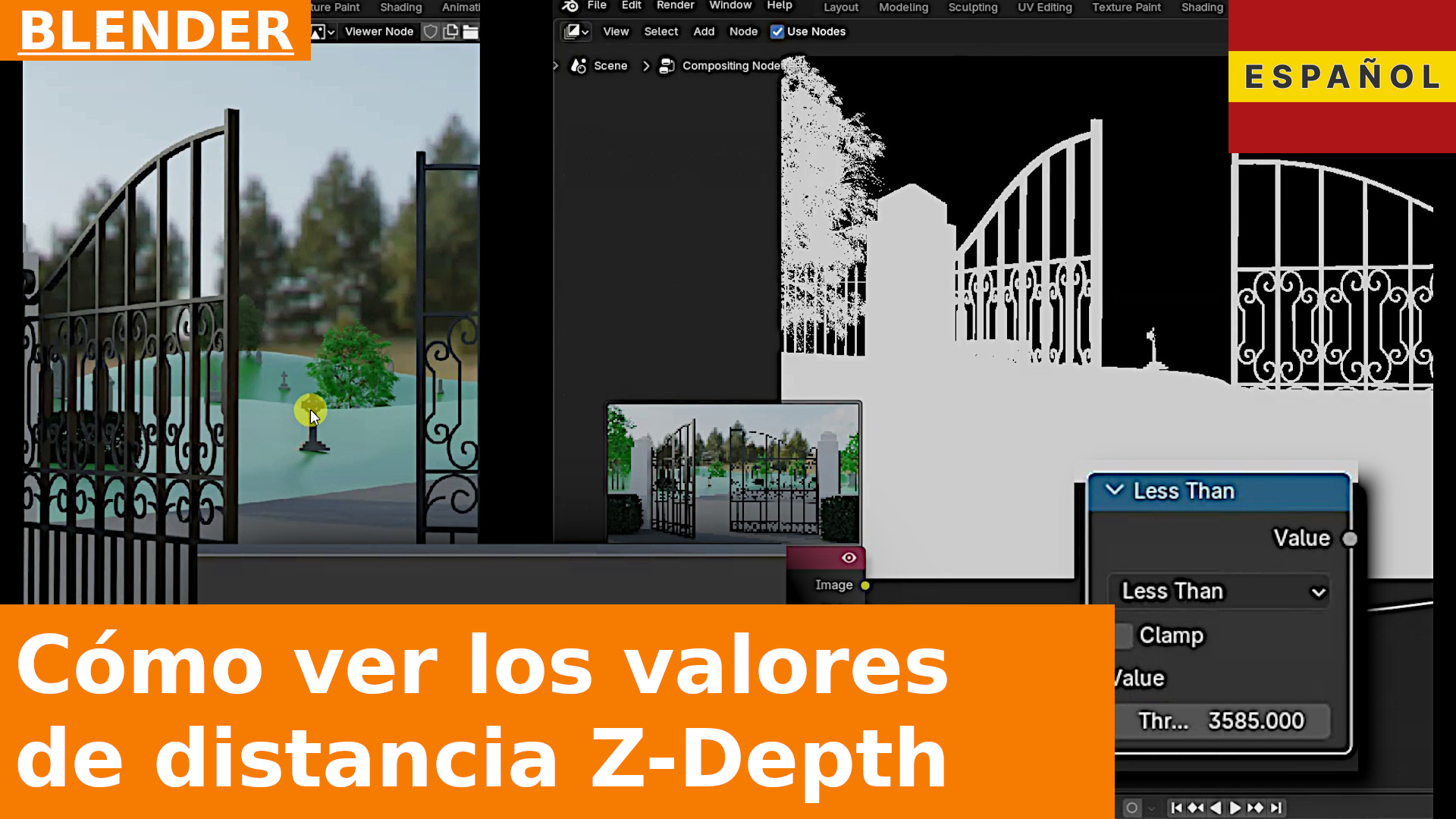 Cómo ver los valores de distancia Z-Depth en Blender 4.x