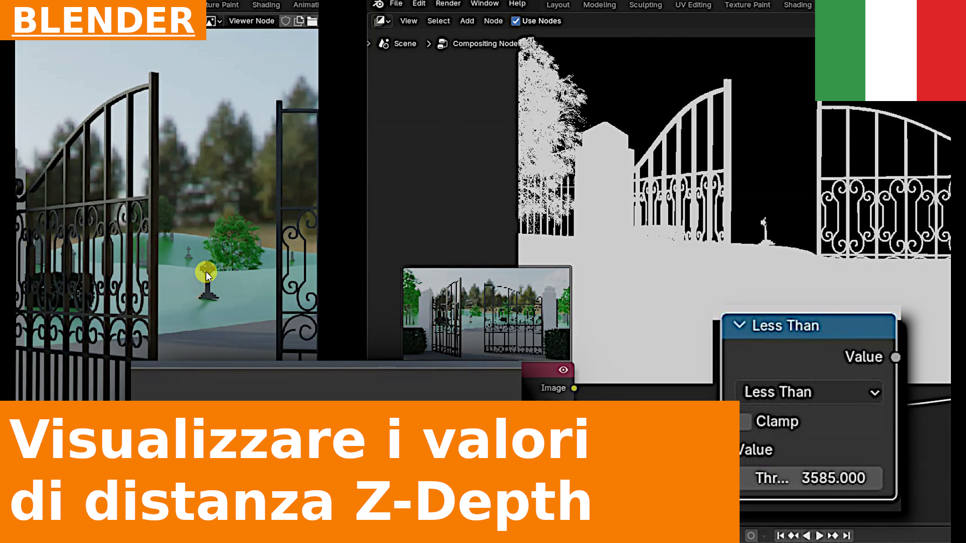 Come vedere i valori delle distanze Z-Depth in Blender 4.x