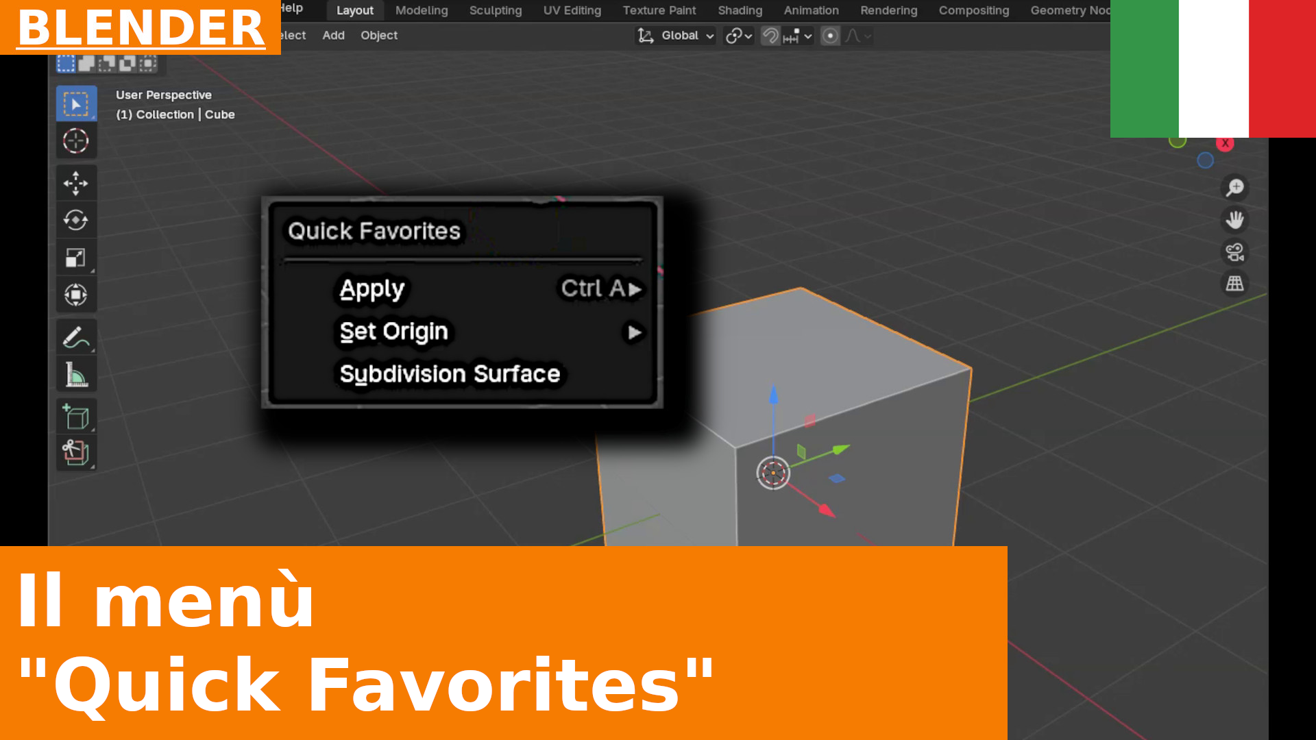 Blender Quick-Tip: il tasto Q e il menù Quick Favorites