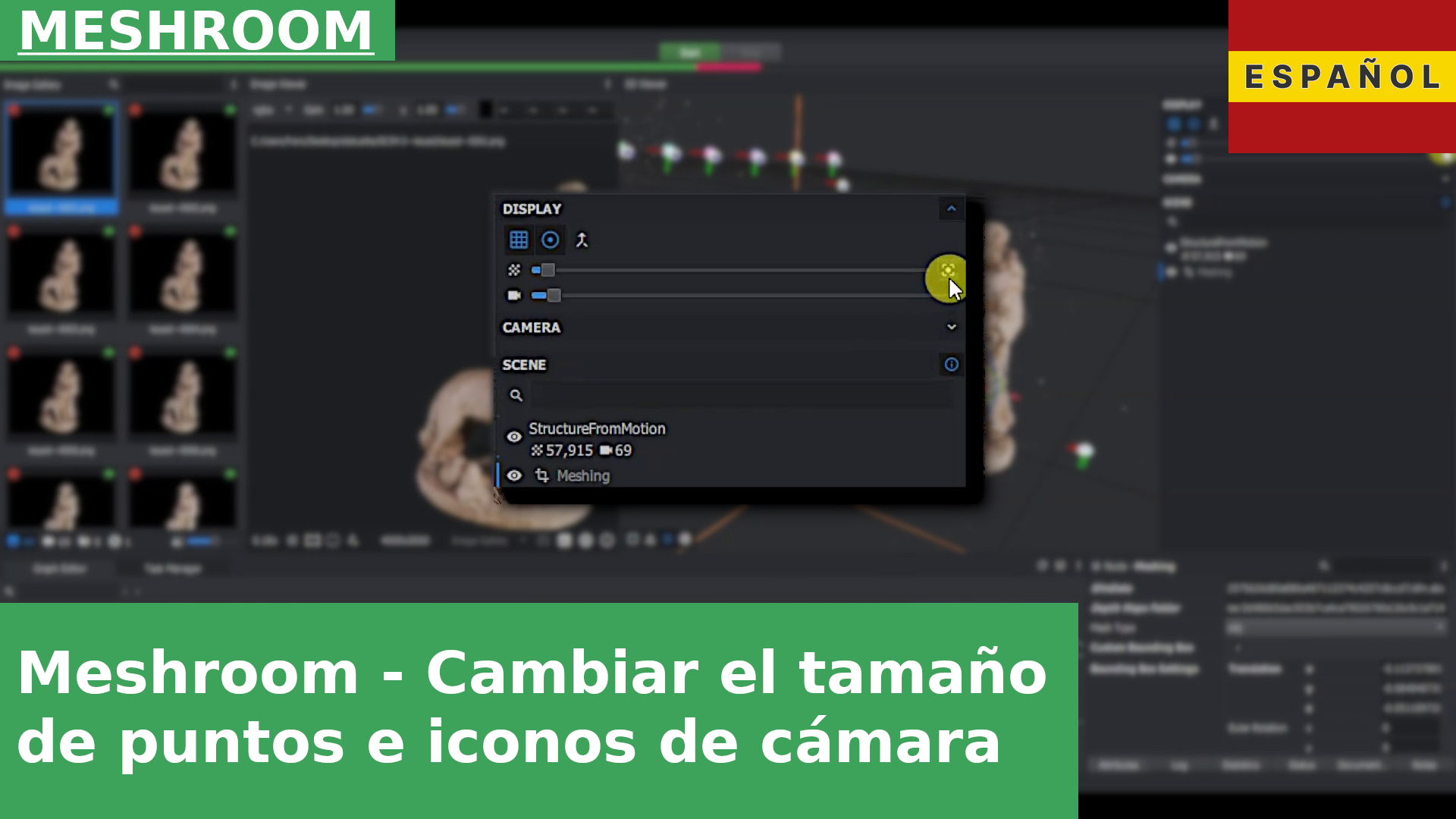 Consejo rápido de Meshroom: cómo cambiar el tamaño de los íconos de cámara y los puntos