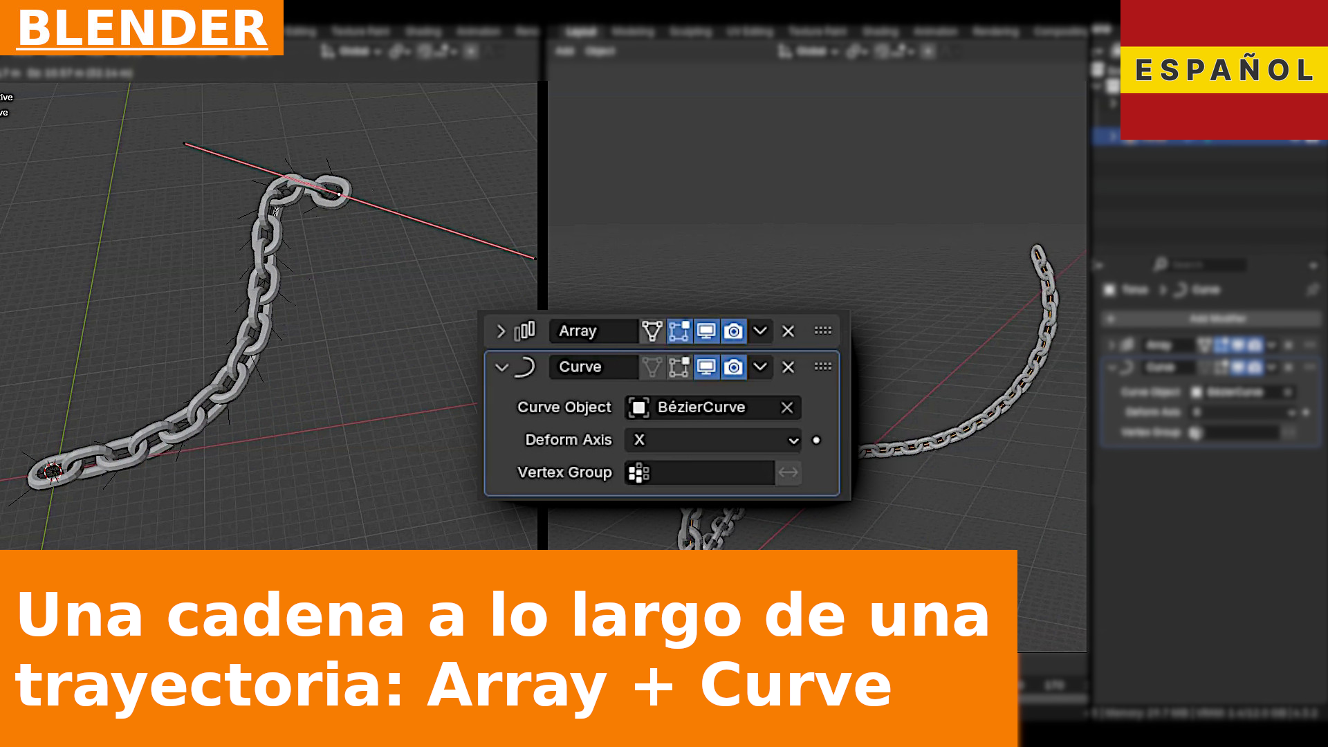 Cómo crear copias de un objeto a lo largo de una trayectoria en Blender usando Array y Curve | Tutorial