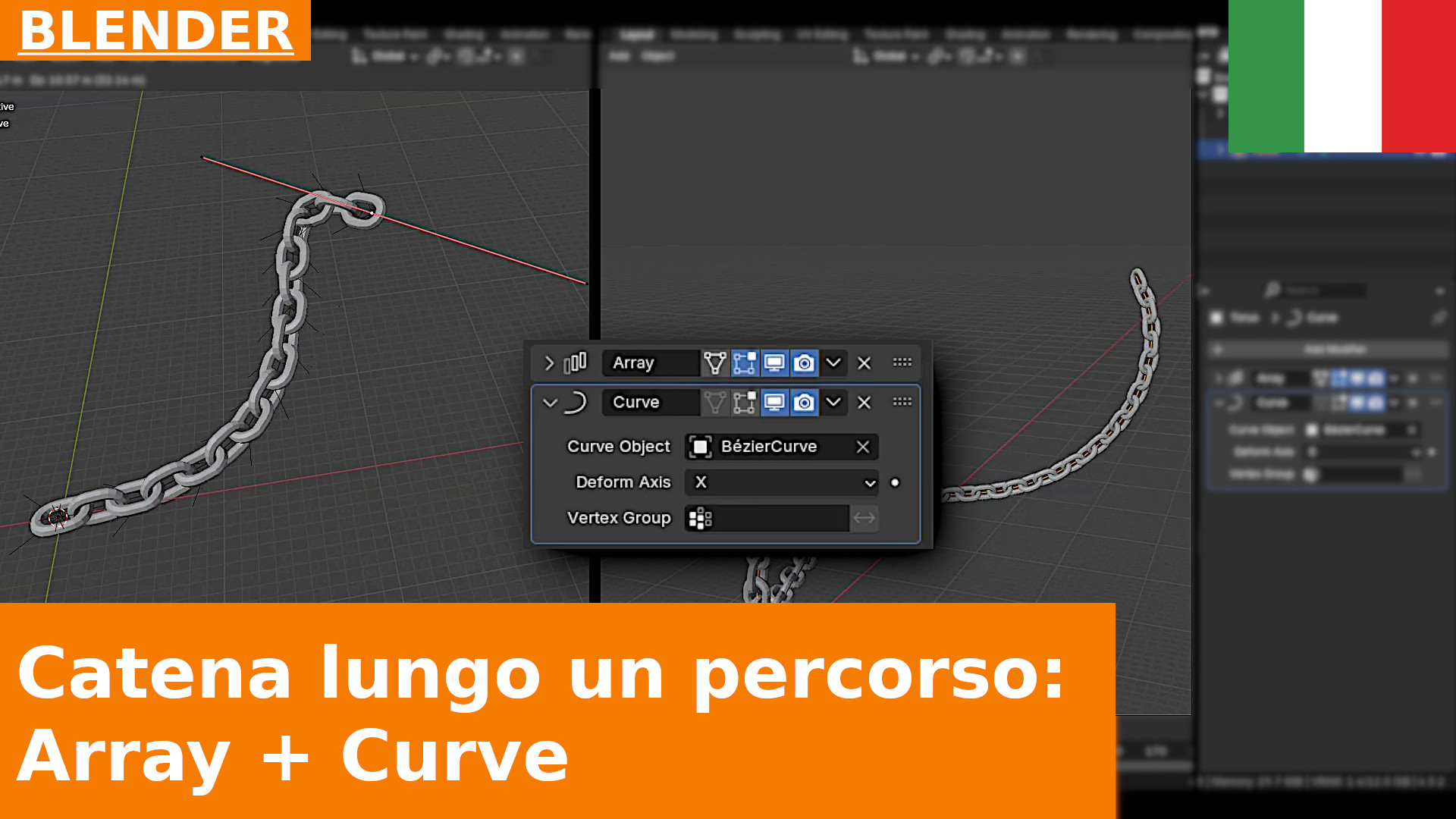Come creare copie di un oggetto lungo un percorso in Blender con Array e Curve | Tutorial