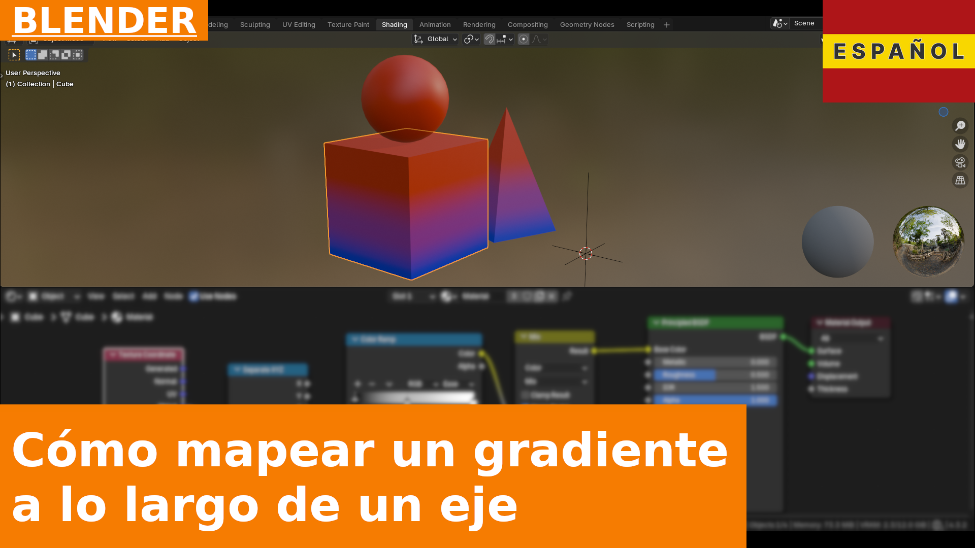 Mapeo de Texturas en Blender: Gradiente Vertical con Color Ramp a lo largo del Eje Z