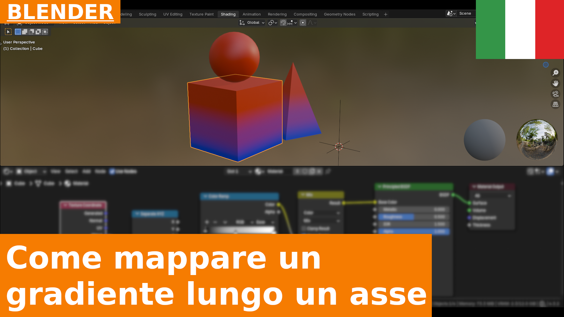 Texture Mapping in Blender: Gradiente Verticale con Color Ramp sull'asse Z