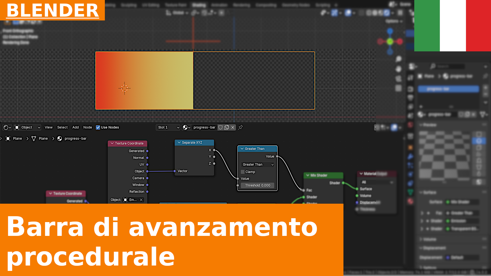 Come creare una barra di avanzamento procedurale con Shader Nodes ed Empty | Blender Tutorial