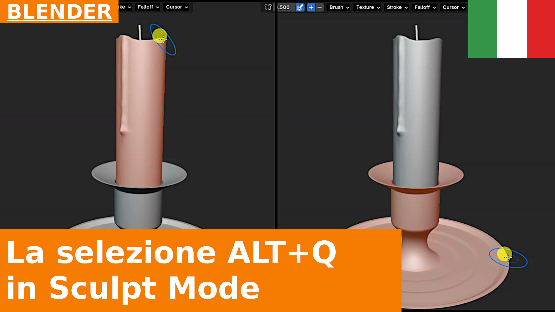 Cambiare l'oggetto selezionato in Sculpt Mode con ALT Q | Blender Tutorial