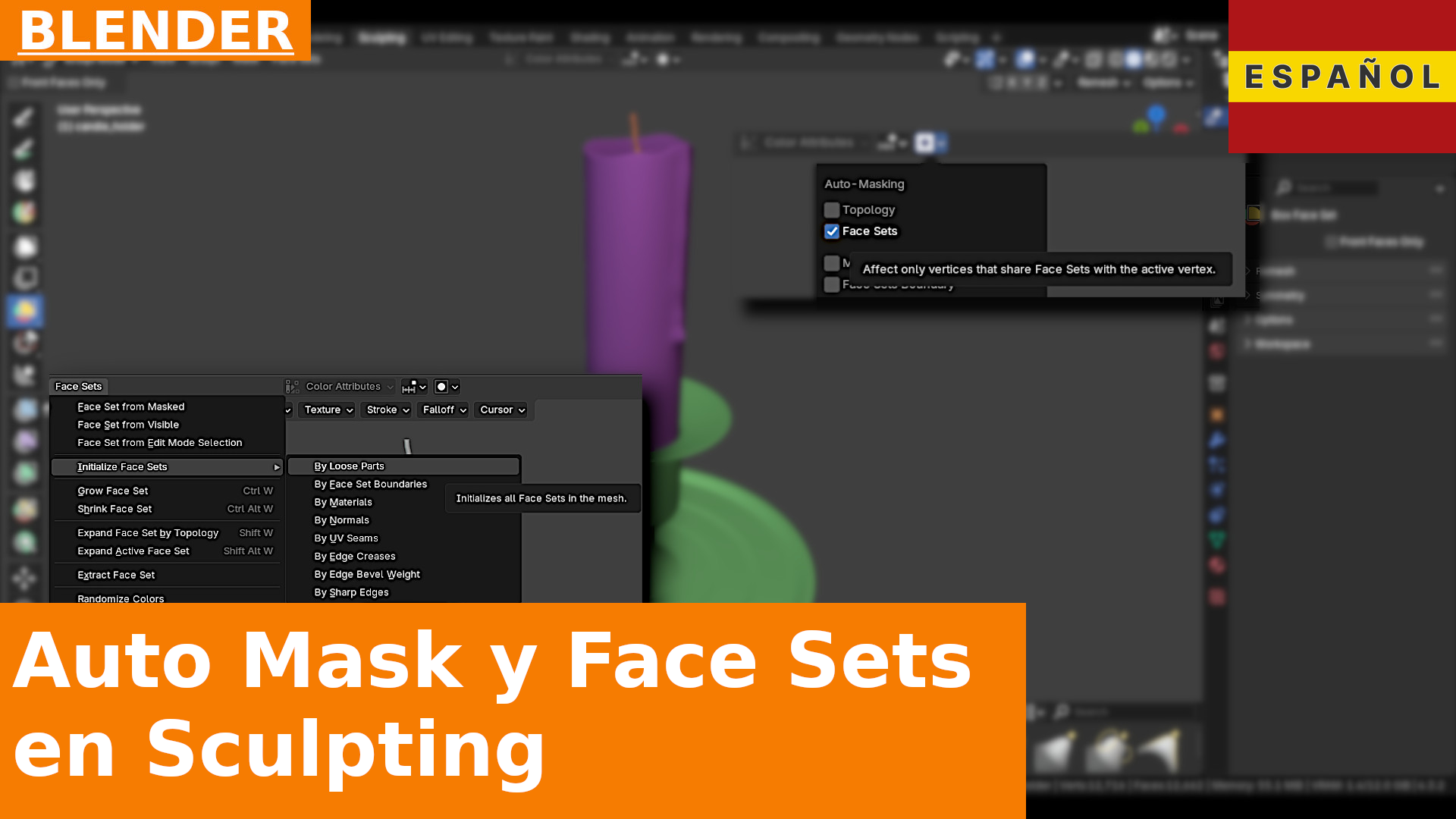 Face Sets By Loose Parts y Auto-Masking | Tutorial de Sculpting en Blender