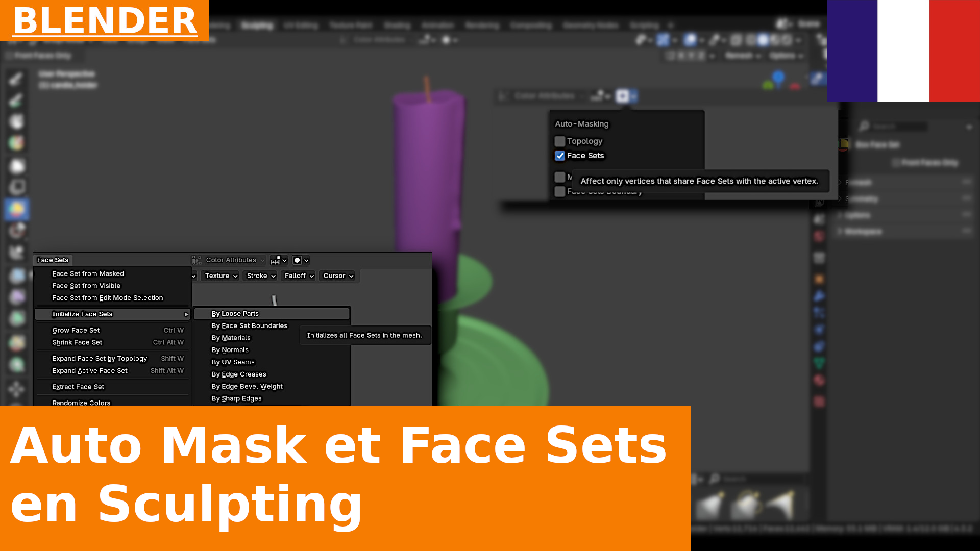 Face Sets avec Loose Parts et Auto-Masking | Tutoriel de sculpture Blender