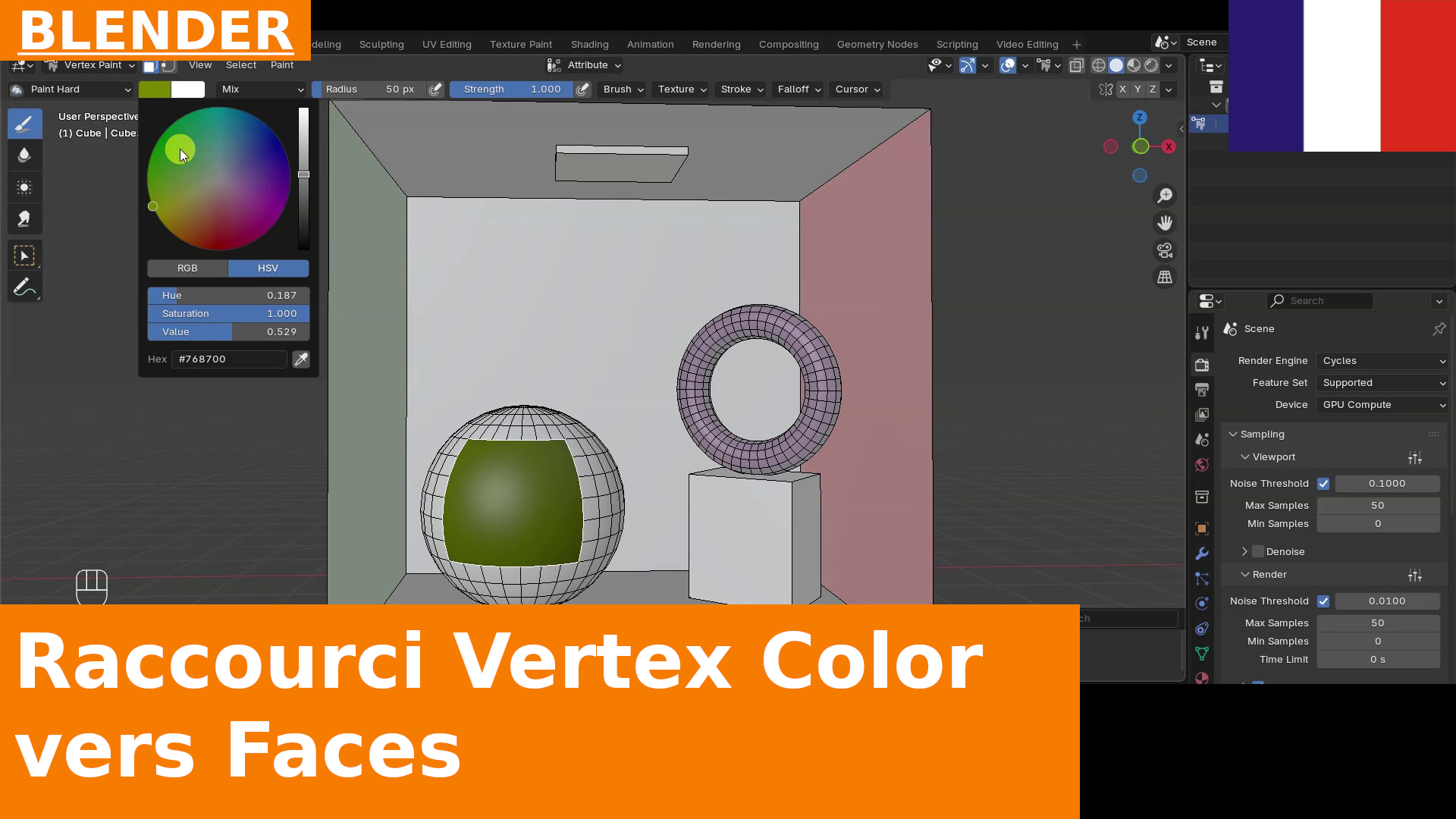 Comment attribuer rapidement des couleurs de vertex aux faces sélectionnées dans Blender 4.x