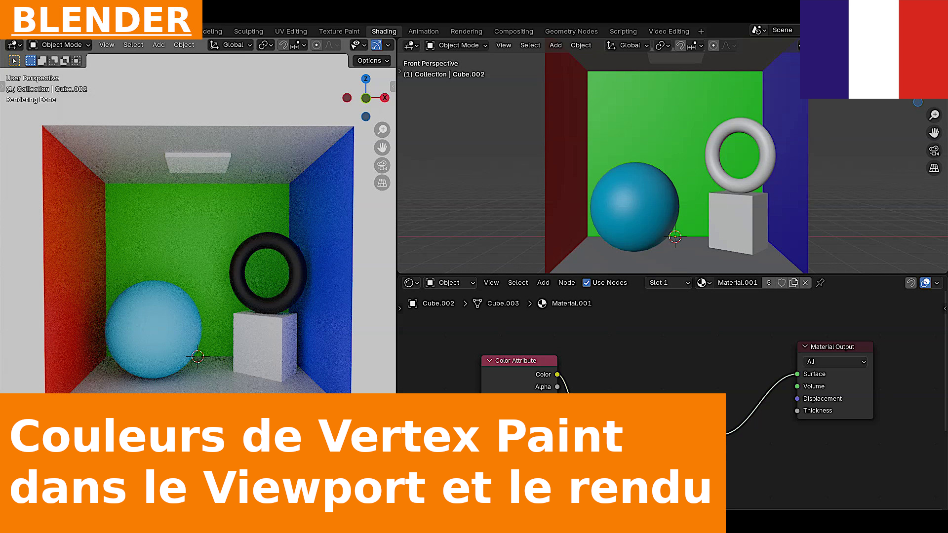 Comment voir les couleurs de Vertex Paint dans le 3D Viewport et dans le rendu dans Blender 4.x