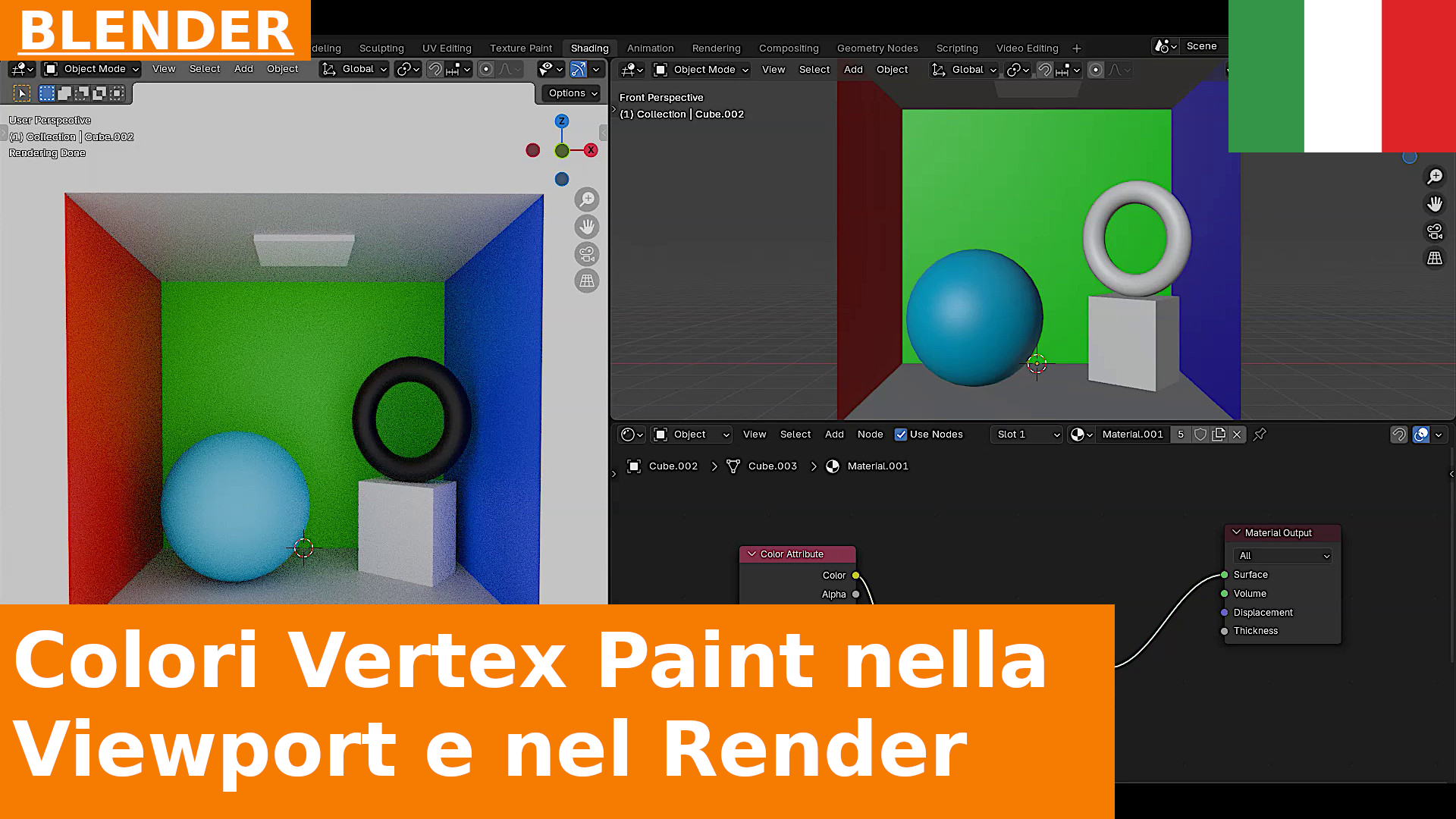 Come vedere i Vertex Colors nella 3D Viewport e nel Rendering in Blender 4.x