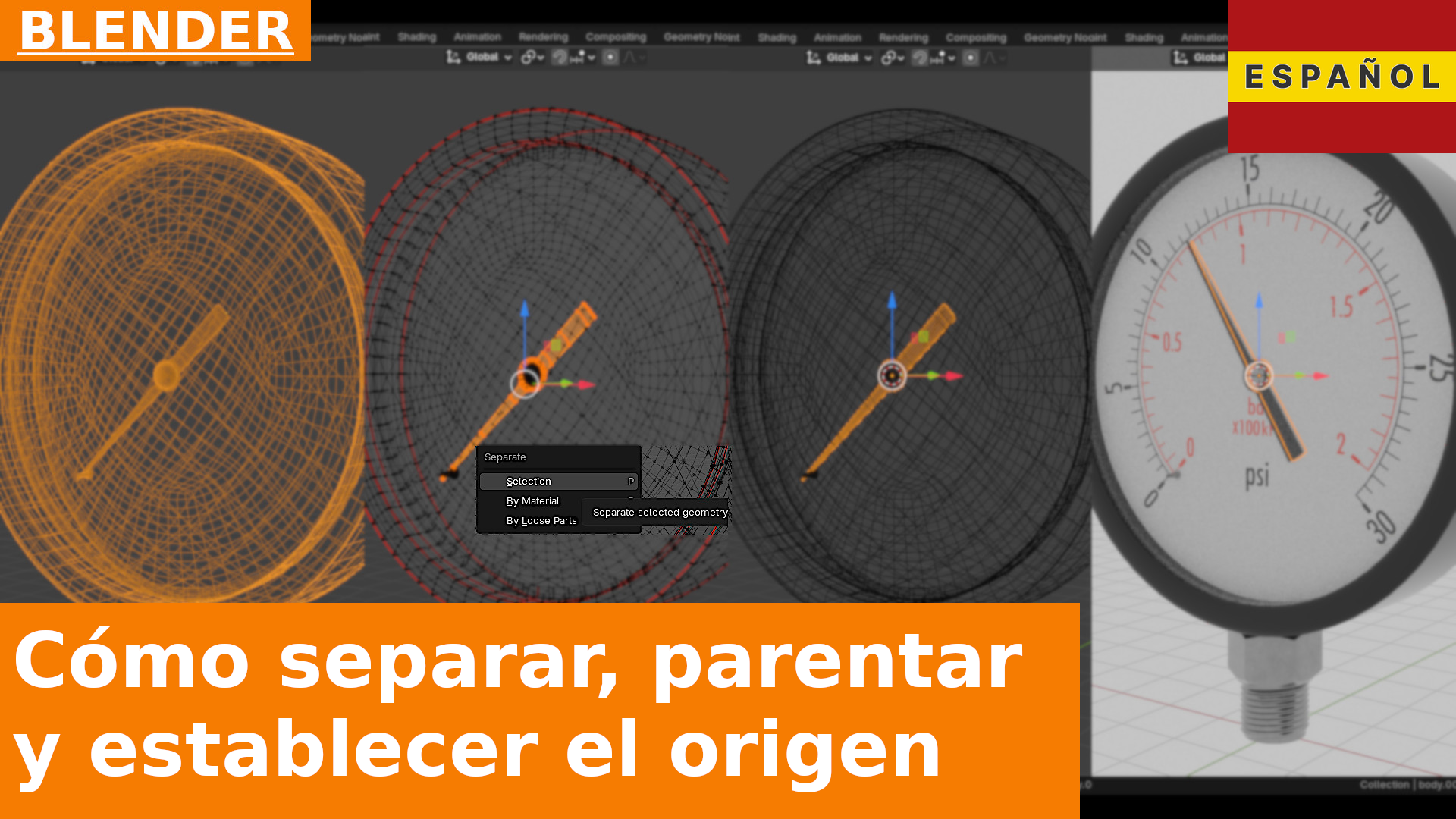 Cómo separar partes de objetos, establecer sus orígenes y hacerlos Parent en Blender 4.5 | Tutorial para principiantes