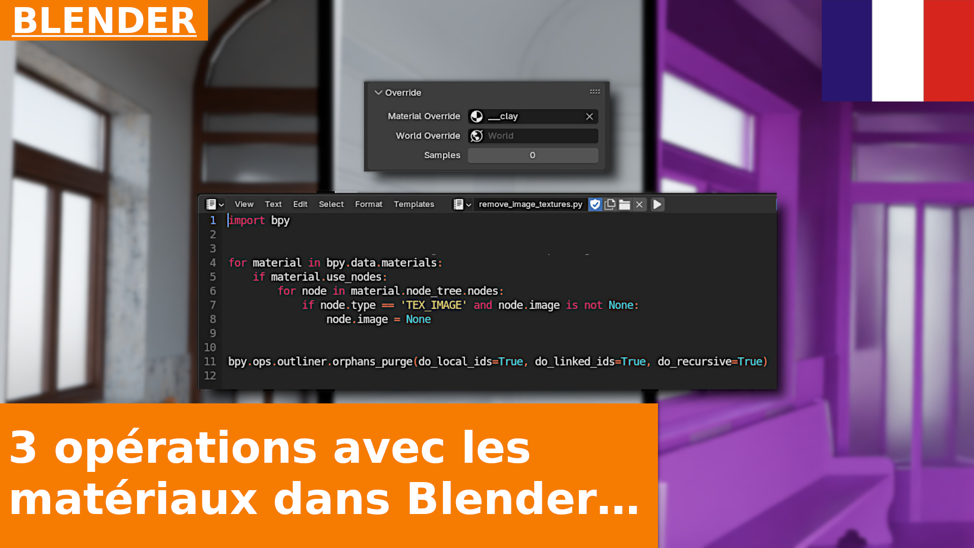 Override, Remove All Materials et Remove All Image Textures : 3 opérations sur les matériaux dans Blender 4.3