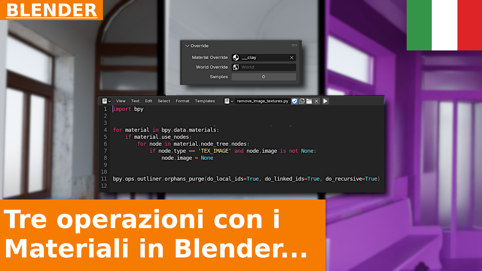 Override, Remove All Materials e Remove All Image Textures: 3 operazioni sui Materials in Blender 4.3