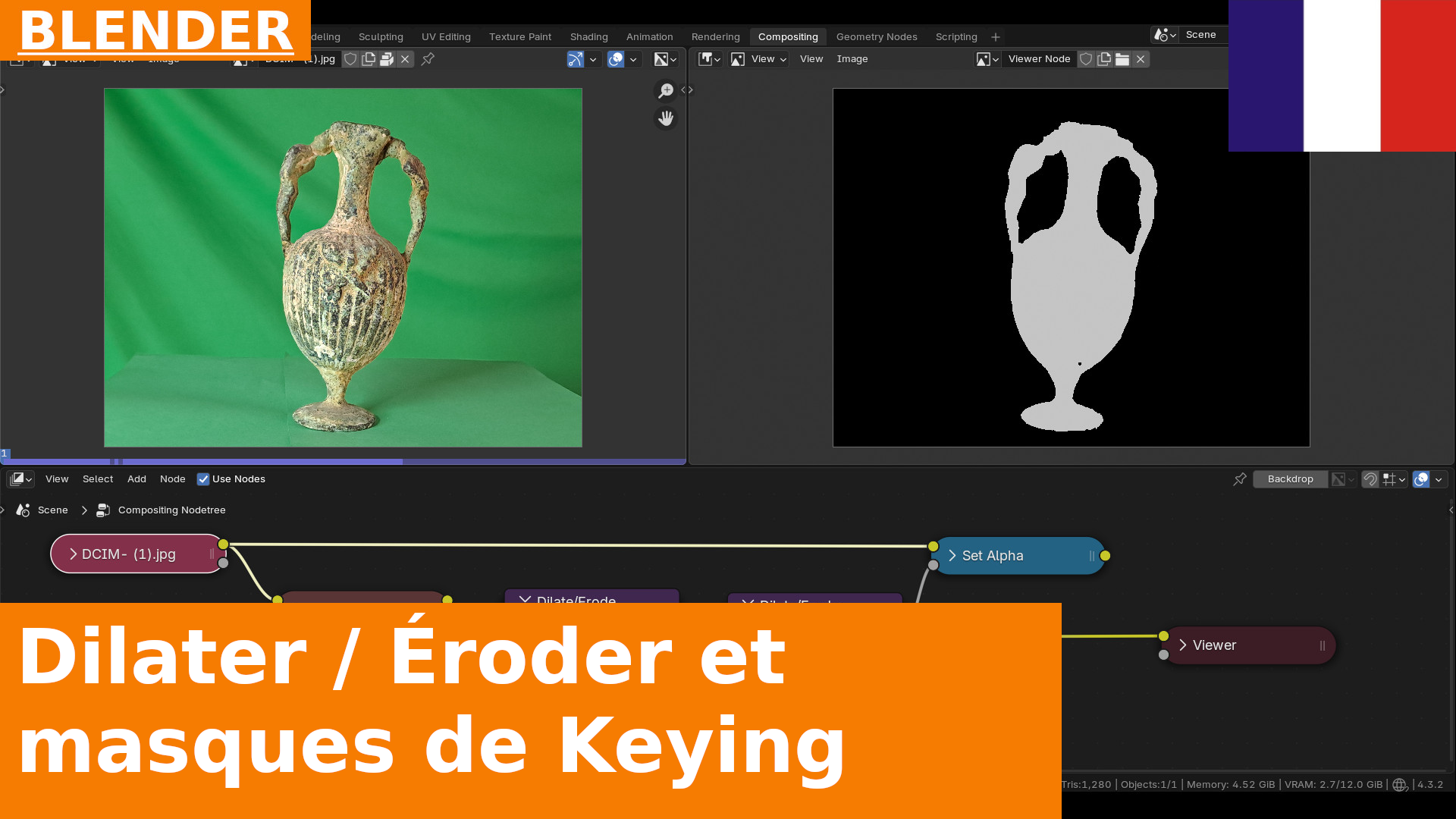 Compositing avec Blender : comment utiliser le nœud Dilate Erode pour corriger les trous dans les masques de Color Keying