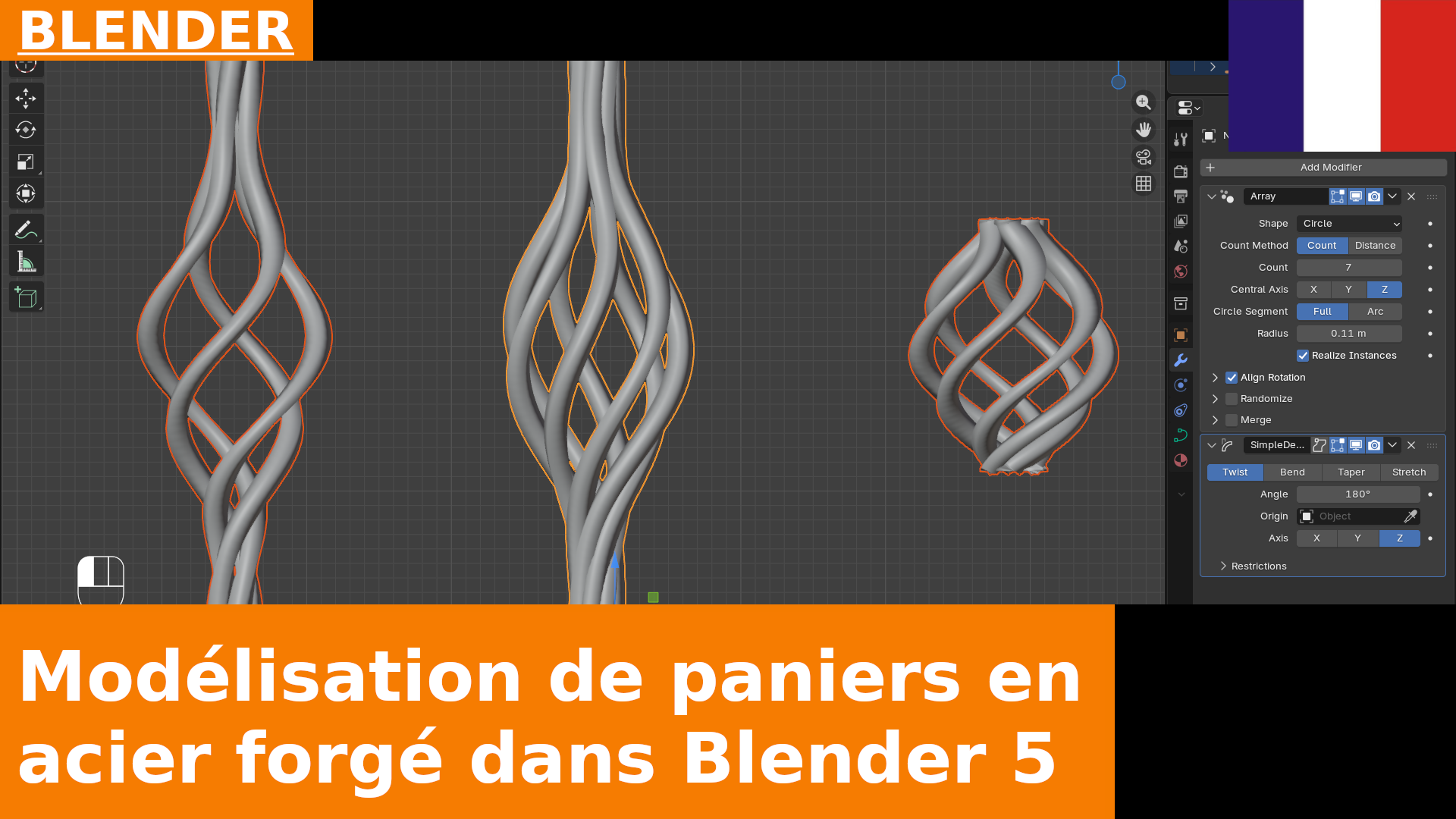 Comment modéliser un panier en acier forgé dans Blender 5 | Tutoriel Array et Twist